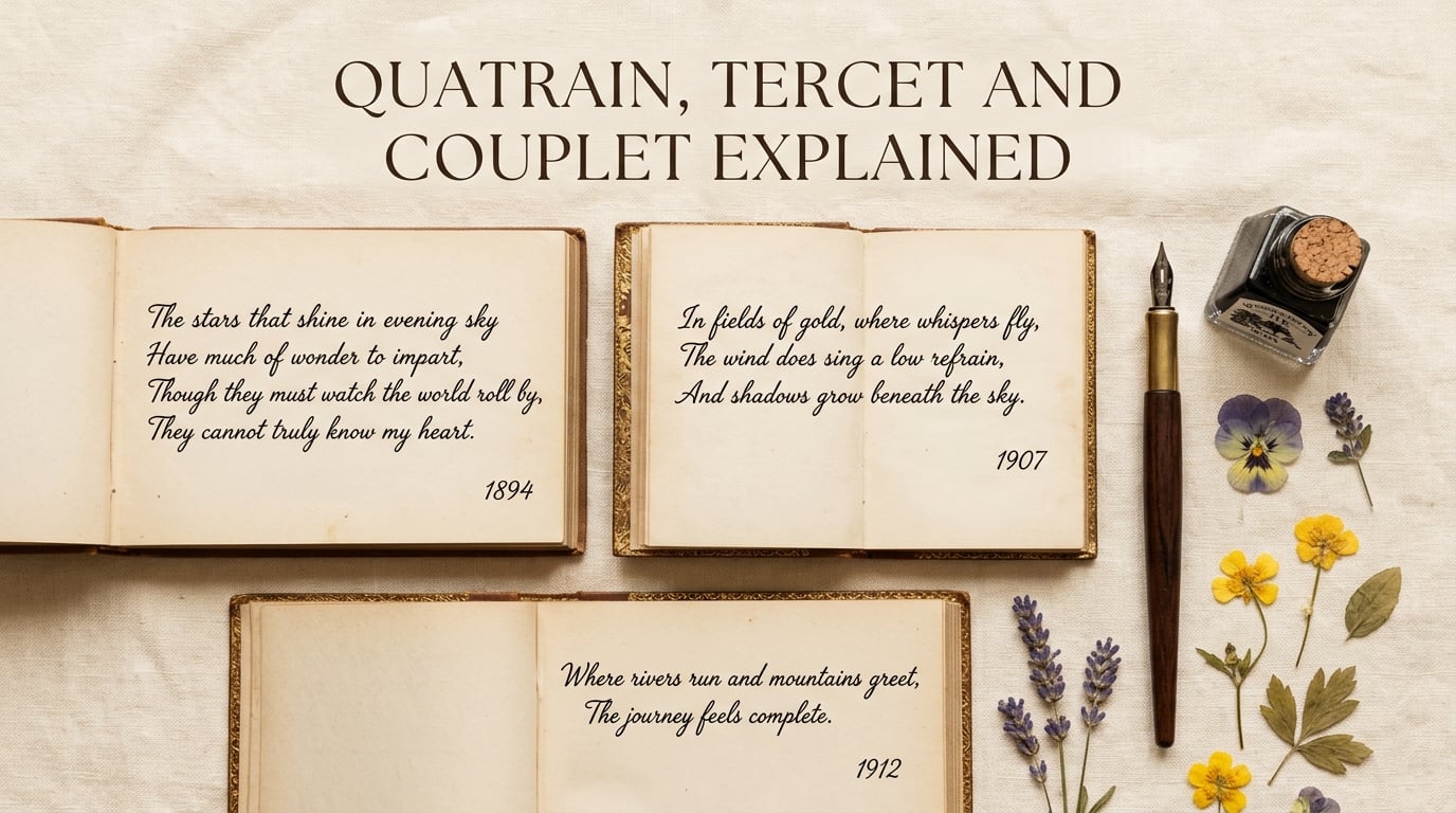 The difference between a quatrain a tercet and a couplet