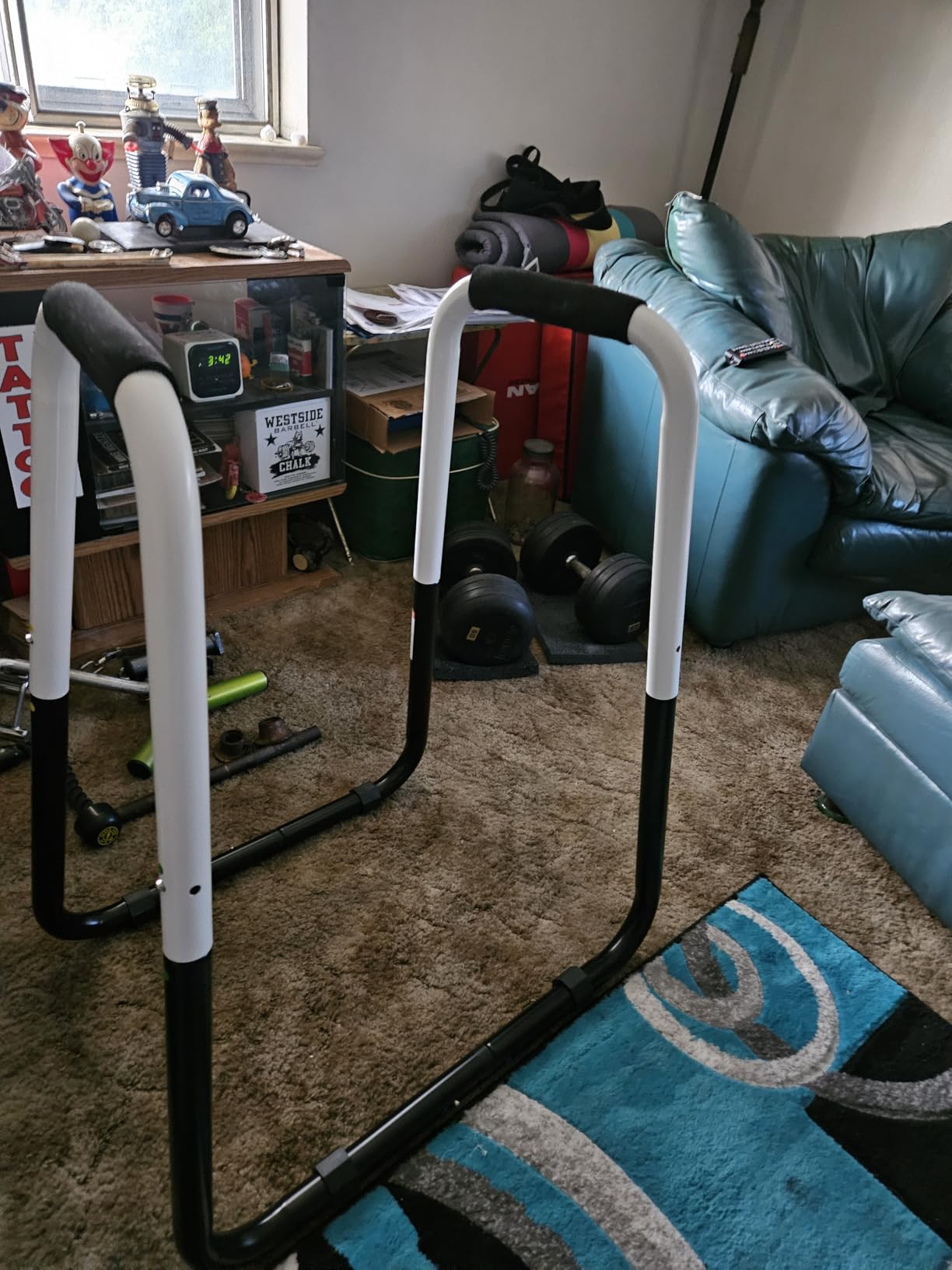 Ultimate Body Press Dip Bar Fitness Station - Adjustable Width Folding Dip Stand with Angled Grips, Stable Leveling and Easy Storage customer photo 1