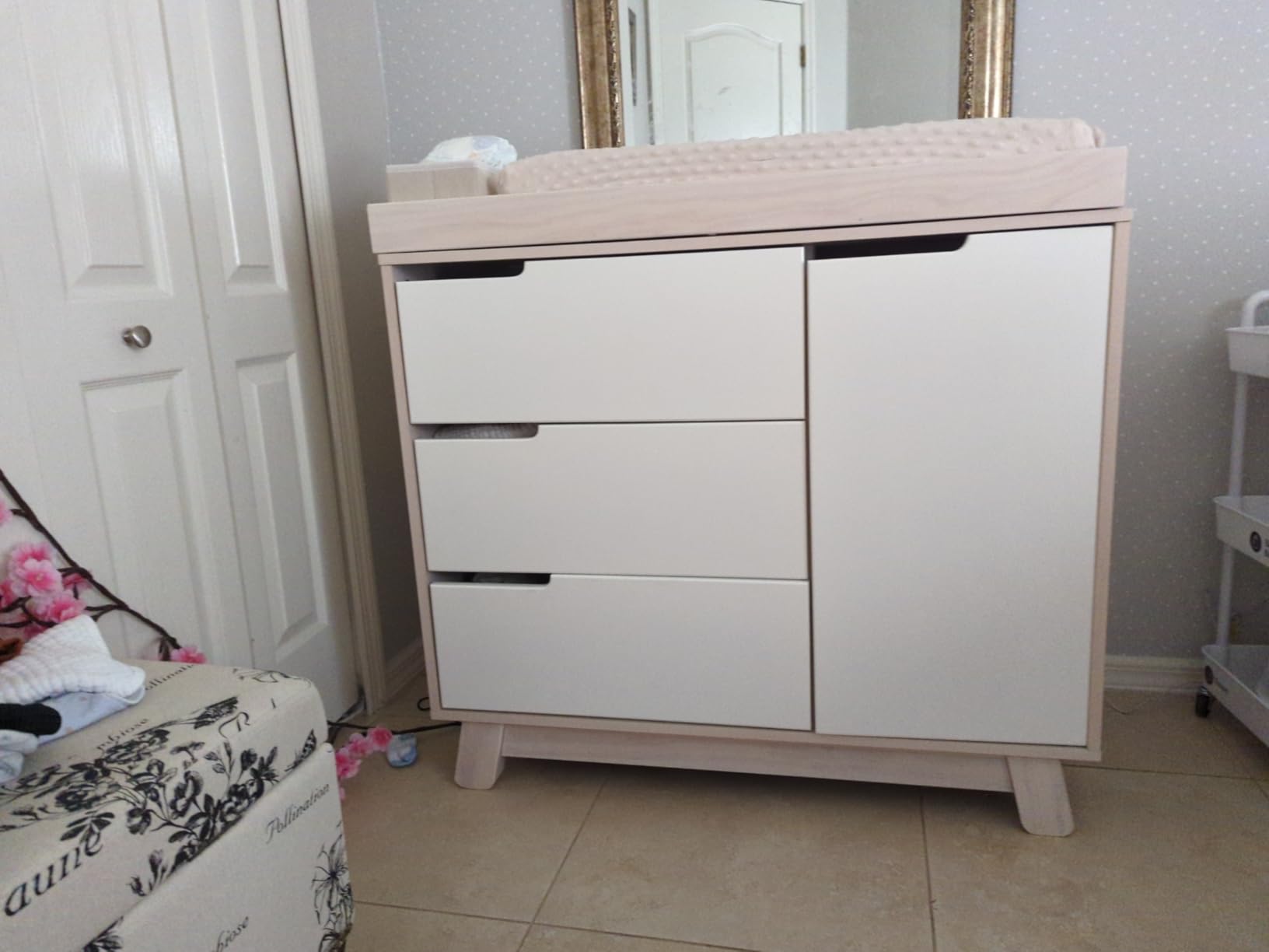 Babyletto Hudson 3-Drawer Changer Dresser with Removable Changing Tray, Washed Natural and White, Greenguard Gold Certified customer photo 2