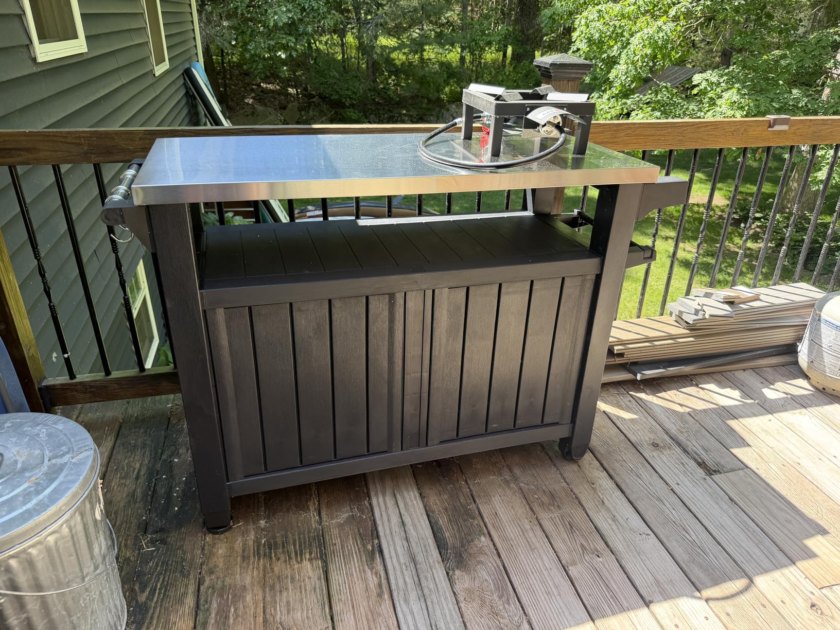 Keter Outdoor Rolling Table Cart for Food Prep, Storage, Bar & Grill, Dark Brown - Portable Kitchen Island Tabletop with Wheels for Drinks, Snacks, and Cooking customer photo 1