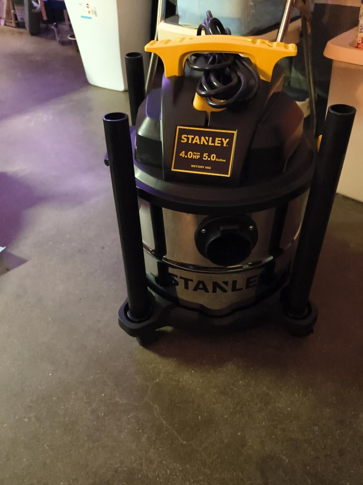 STANLEY Wet/Dry Vacuum SL18115, Stainless Steel Tank, 5 Gallon 4HP Shop Vacuum, Portable Style Ideal for Home/Shop/Jobsite Dust Collection Job with Vacuum Attachments, Silver+Yellow customer photo 1