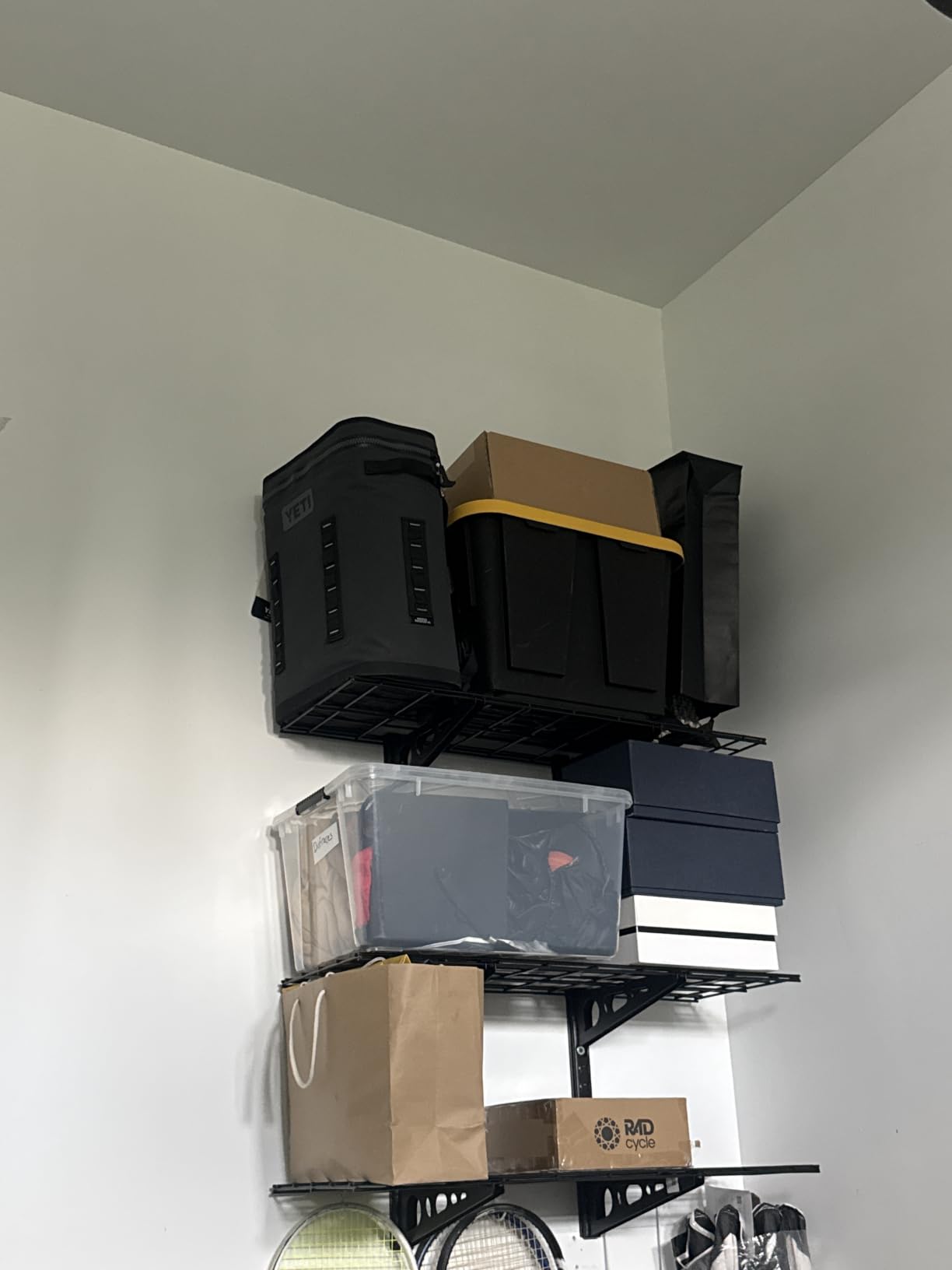 FLEXIMOUNTS 3-Tier 1x4ft Garage Storage Wall Shelving, Height Adjustable | 12x48inch per Shelf Garage Floating Shelves, Heavy Duty Wall Mounted Shelve, 600lbs Weight Capacity, Black, Classic Series customer photo 1
