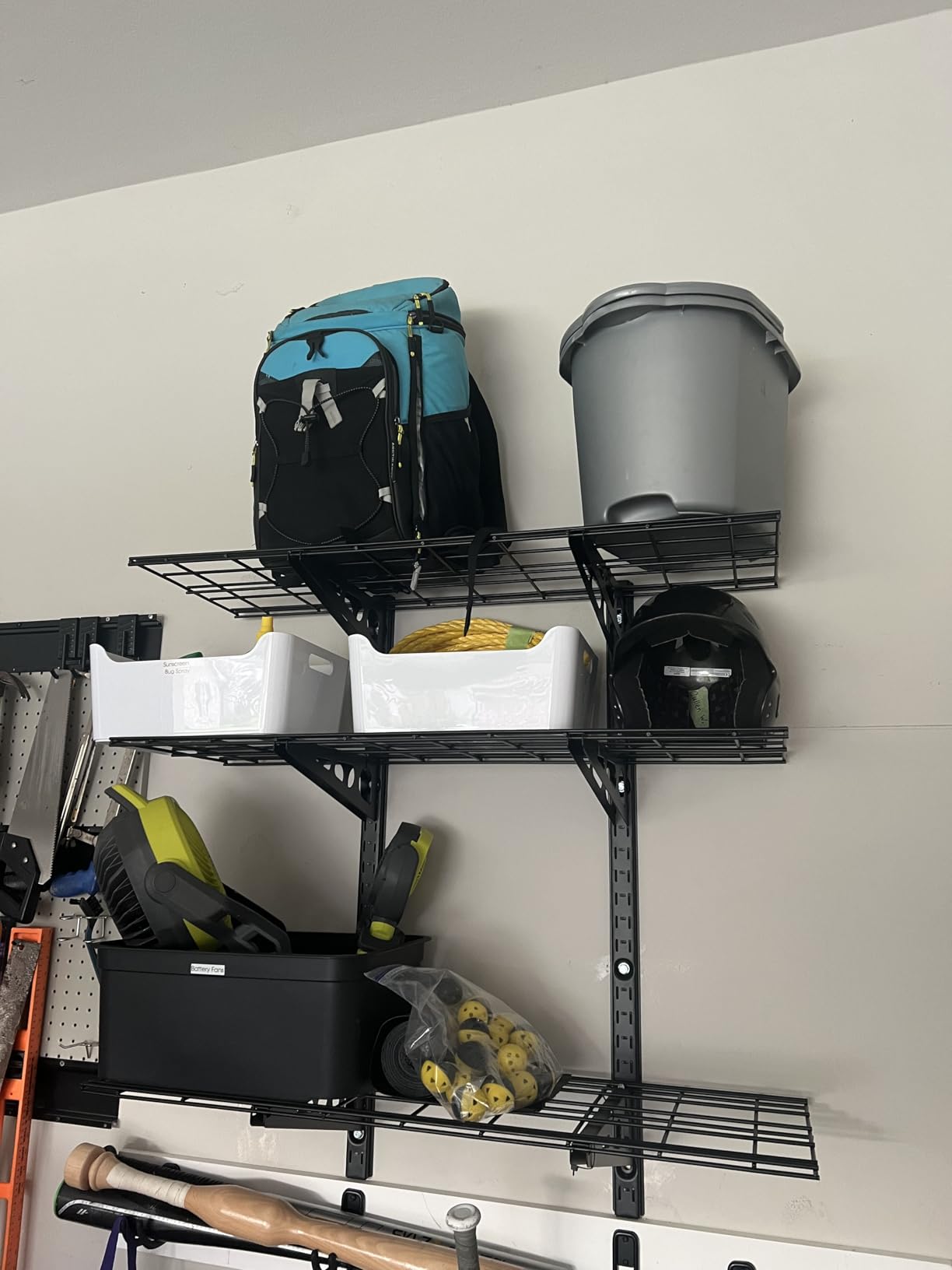 FLEXIMOUNTS 3-Tier 1x4ft Garage Storage Wall Shelving, Height Adjustable | 12x48inch per Shelf Garage Floating Shelves, Heavy Duty Wall Mounted Shelve, 600lbs Weight Capacity, Black, Classic Series customer photo 2