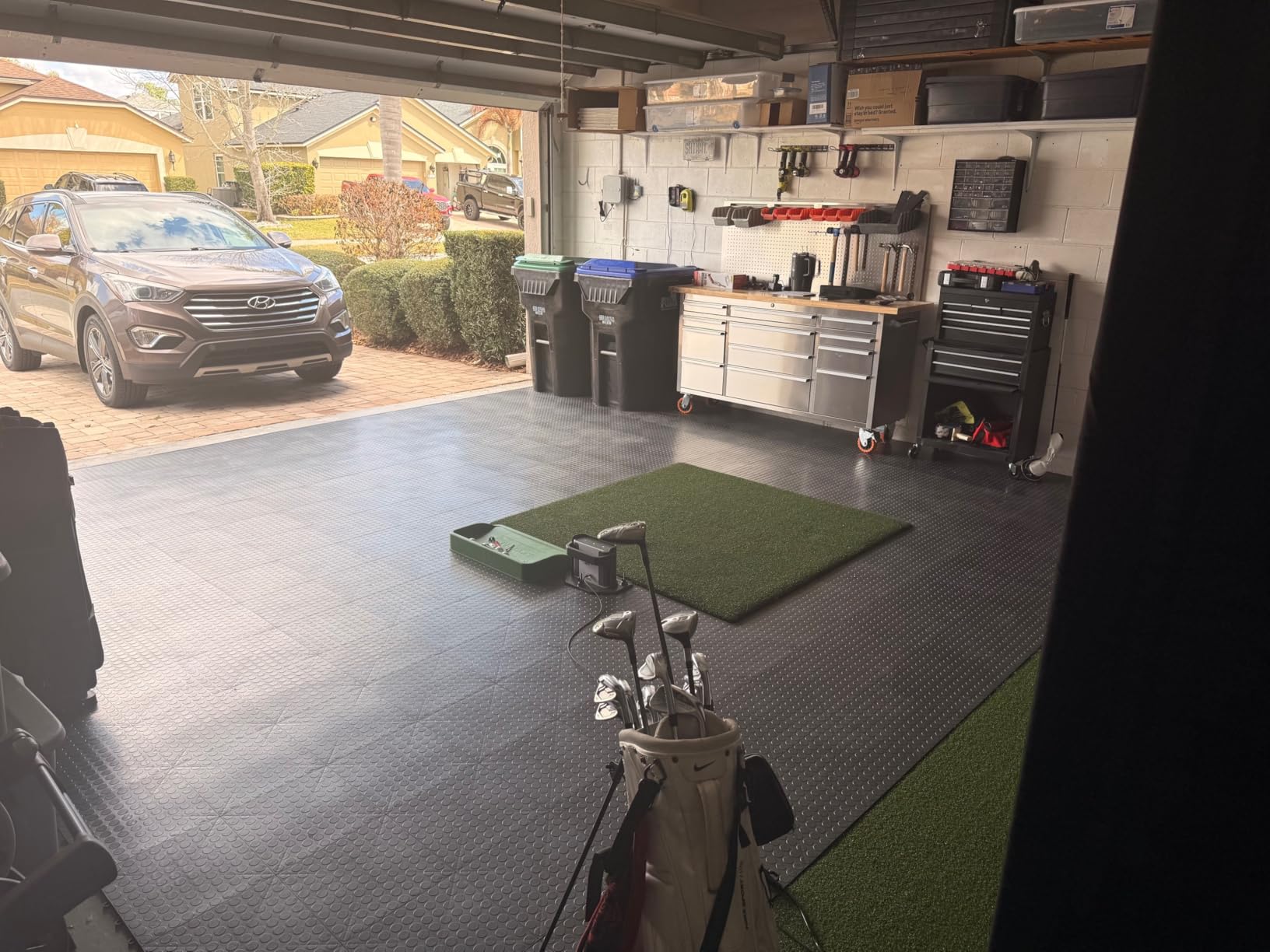 SnapLock GarageDeck 12x12 Interlocking Garage Floor Tiles, 48pk, Graphite - 48 sq. ft. coverage, 40,000-lb. rolling load capacity, Coin traction surface, PowerLock installation, Made in USA customer photo 2