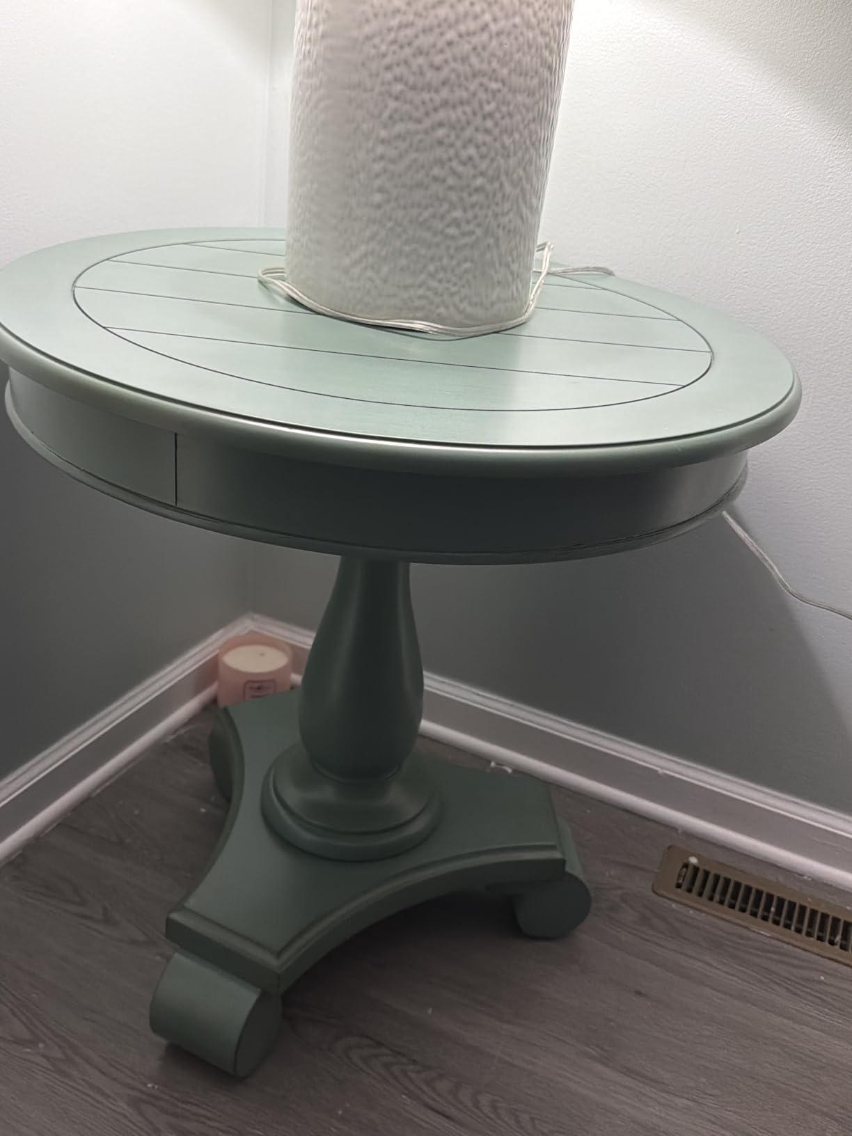 Roundhill Furniture Rene Contemporary Wood Pedestal Side Table, Gray customer photo 1