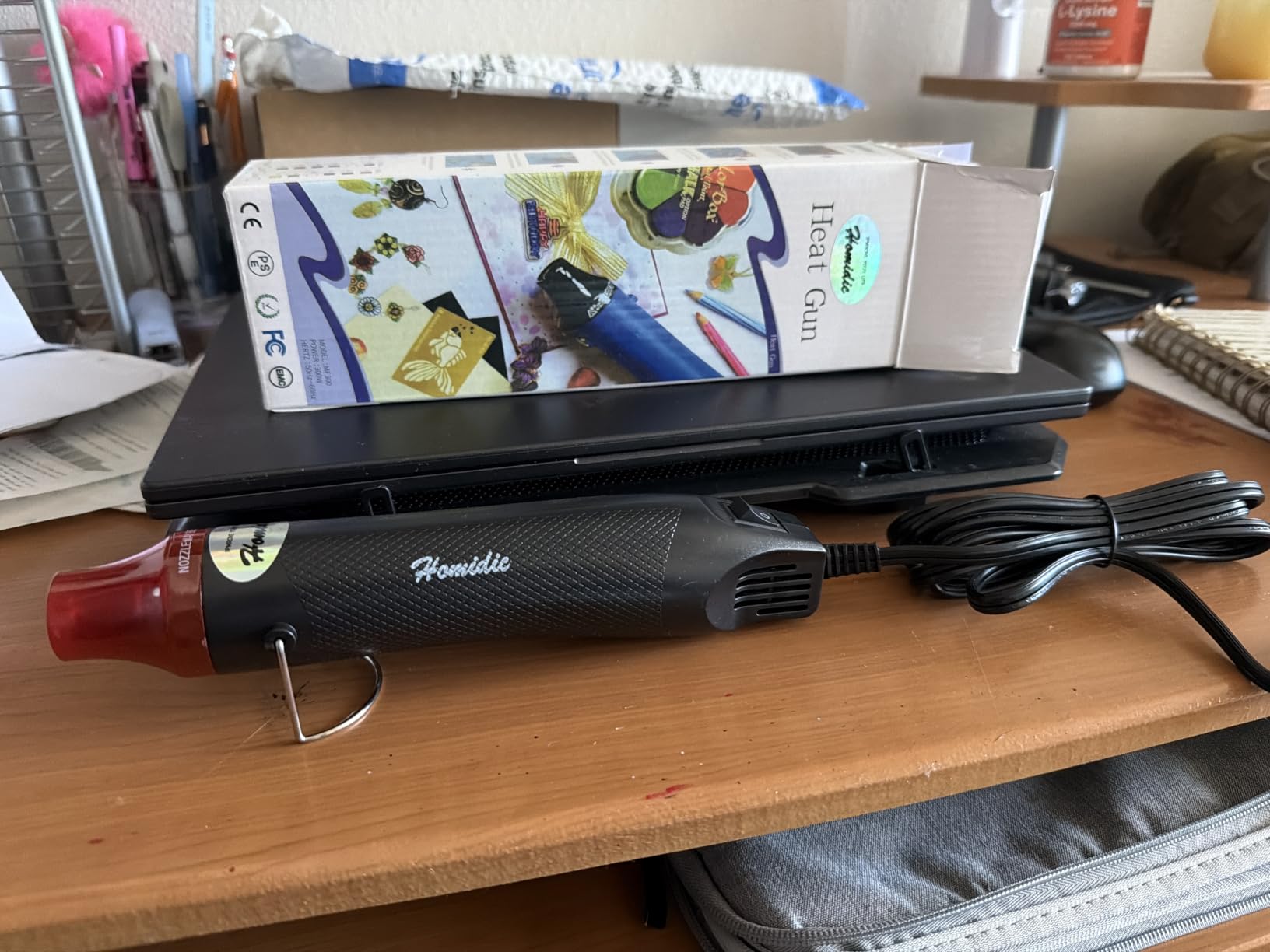 6.56FT Long Heat Gun, Uptdae Version Homidic Mini Handheld Hot Air Gun, Electric 300W Portable Heat Gun for DIY Craft Embossing, Shrink Wrapping PVC, Drying Paint, Clay, Rubber Stamp customer photo 1