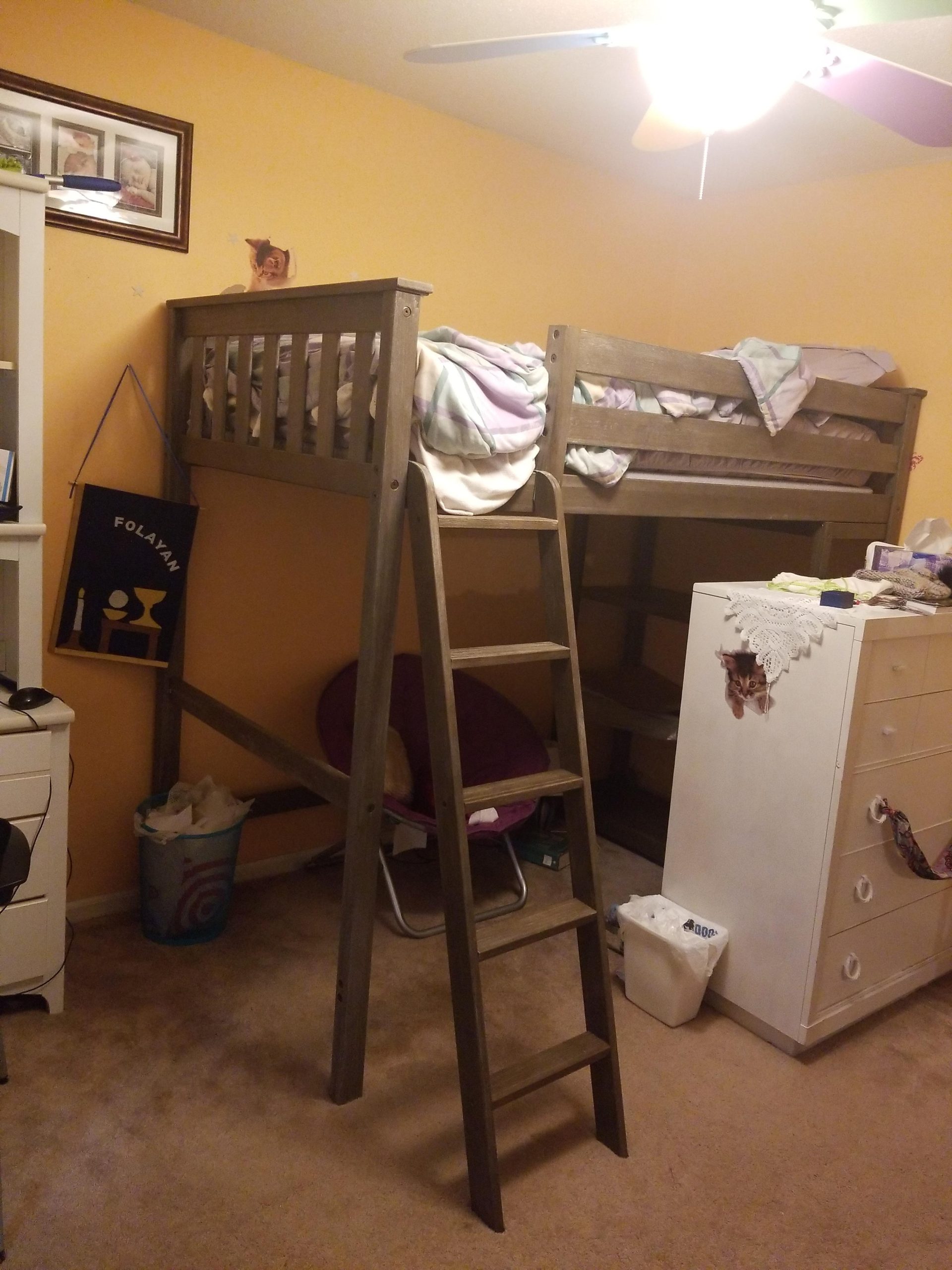 Max & Lily High Loft Bed, Twin Bed Frame For Kids With Bookcase, Clay customer photo 1