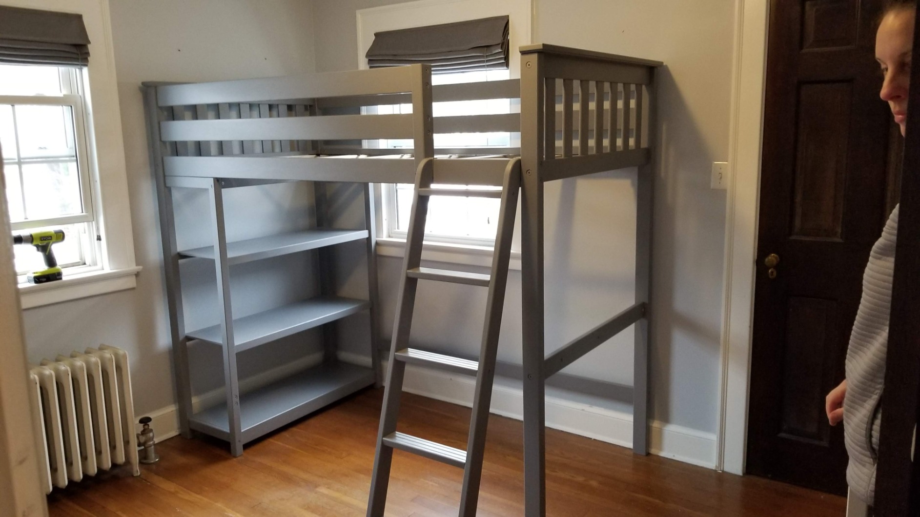 Max & Lily High Loft Bed, Twin Bed Frame For Kids With Bookcase, Clay customer photo 2