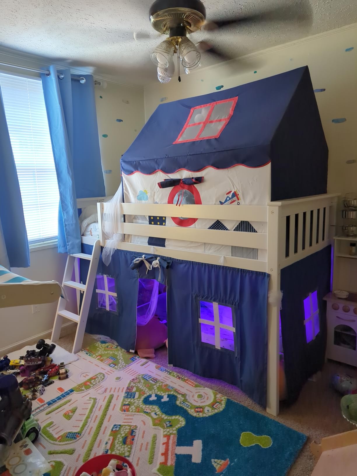 Max & Lily Low Loft Bed, Twin Bed Frame For Kids, White customer photo 2