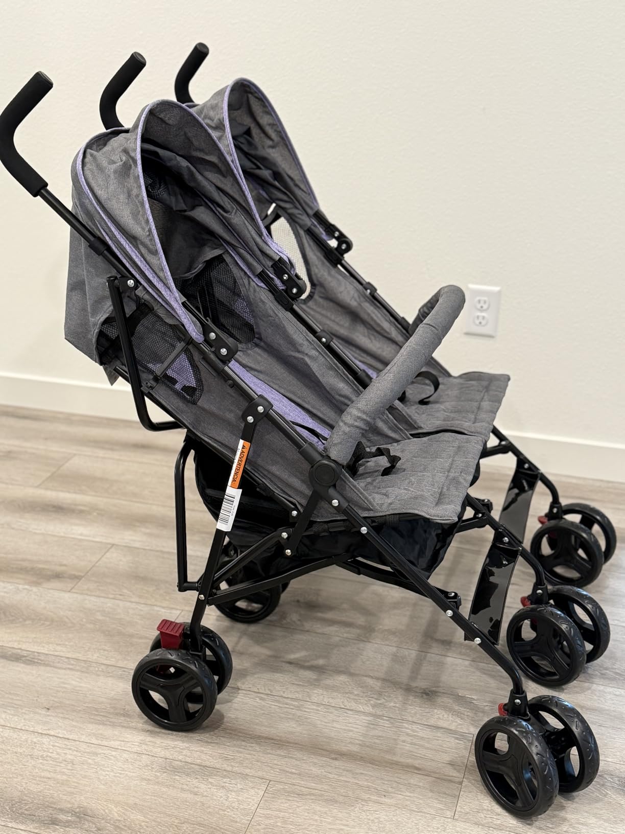 Dream On Me Volgo Twin Baby Stroller, Compact Side-by-Side Double Umbrella Stroller, 5-Point Safety Harness, Adjustable Canopy, Storage Basket & Travel-Friendly Fold, Black customer photo 2