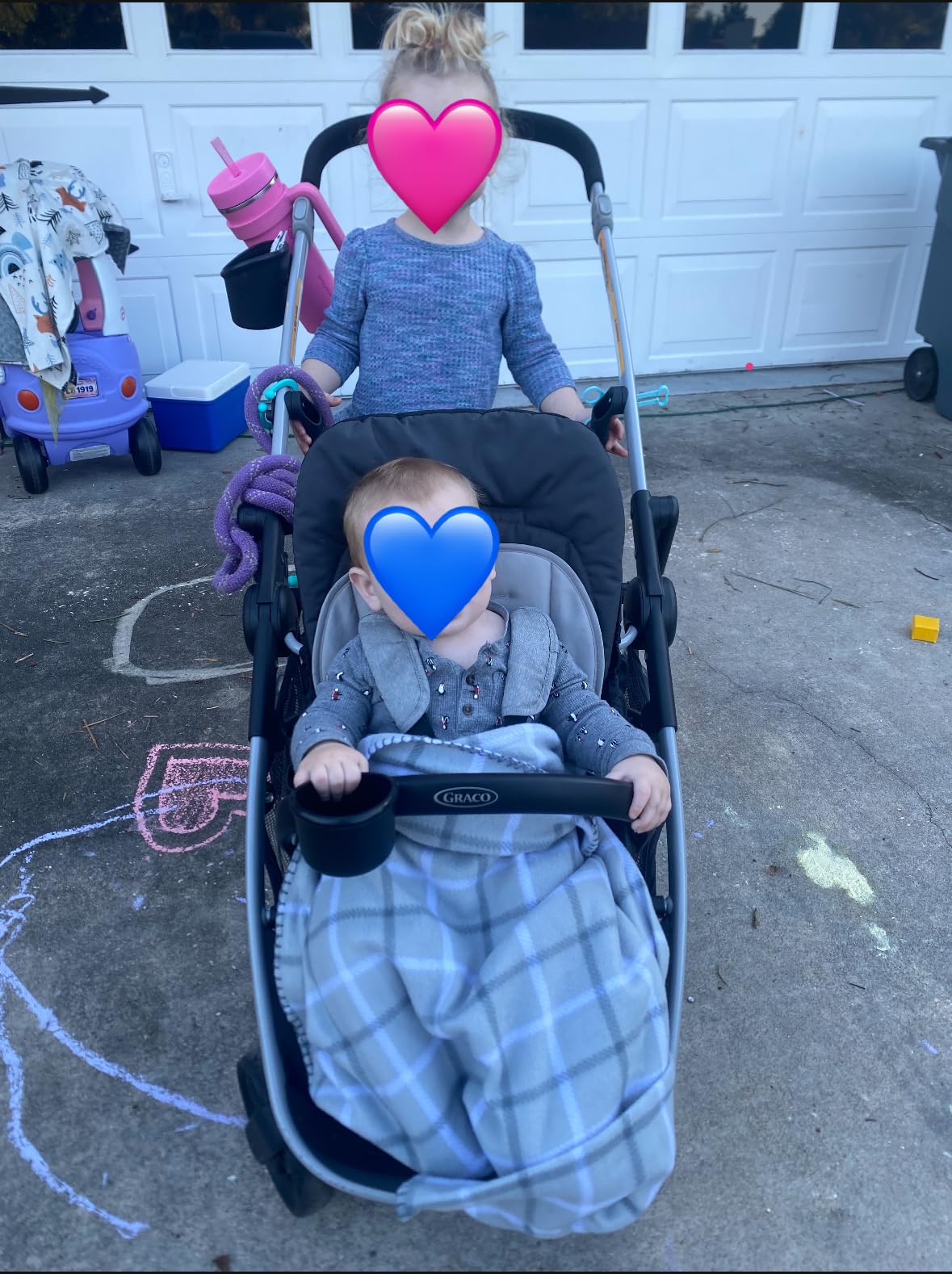Graco Ready2Grow LX 2.0 Double Stroller, Twin Baby Stroller Features Bench Seat and Standing Platform Options, Compact Fold Perfect for Baby Travel, Clark customer photo 1