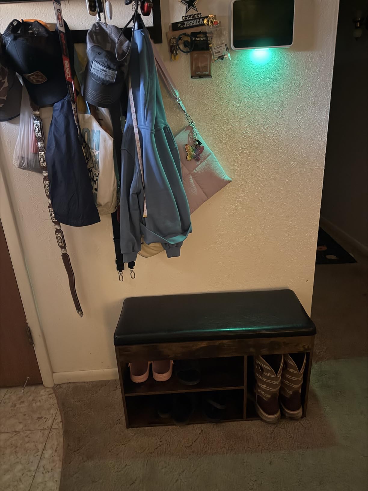 HOOBRO Shoe Storage Bench with Cushion, 32.3'' Entryway Bench with Lift Top Hidden Storage and Adjustable Shelves, Wooden Shoe Rack Bench for Entryway Bedroom, Rustic Brown and Black BF40HX01 customer photo 1