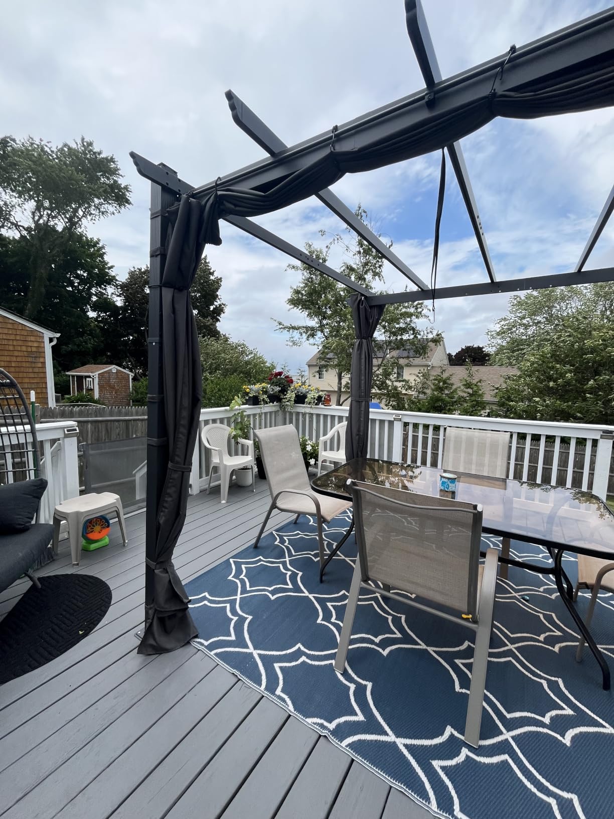 PURPLE LEAF 10' X 12' Outdoor Retractable Pergola with Sun Shade Canopy Patio Metal Shelter for Garden Porch Beach Pavilion Grill Gazebo Modern Yard Grape Trellis Pergola, Beige customer photo 2