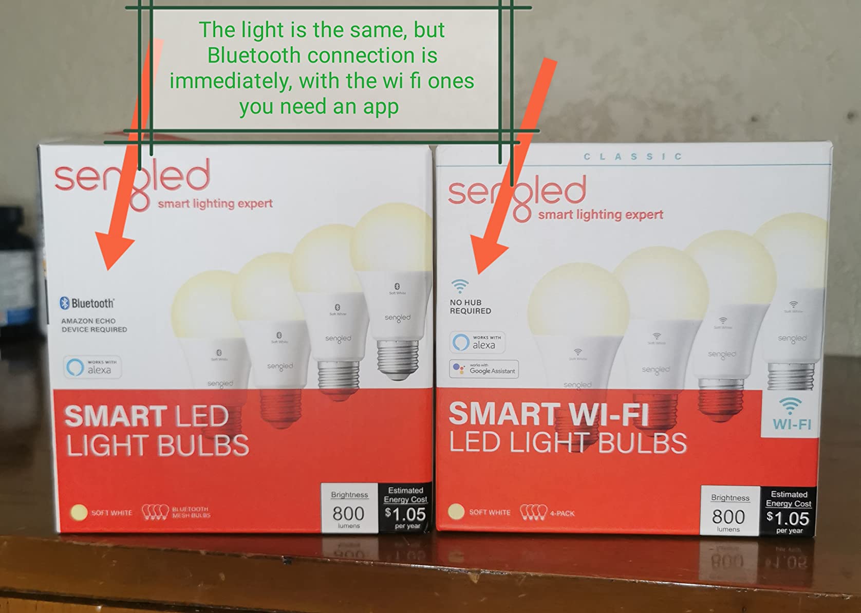 Sengled Alexa Light Bulb, S1 Auto Pairing with Alexa Devices, Warm Light Bulbs, Smart Light Bulbs that Work with Alexa, Bluetooth Mesh Smart Home Lighting, E26 60W Equivalent, 800LM, 4-Pack customer photo 2