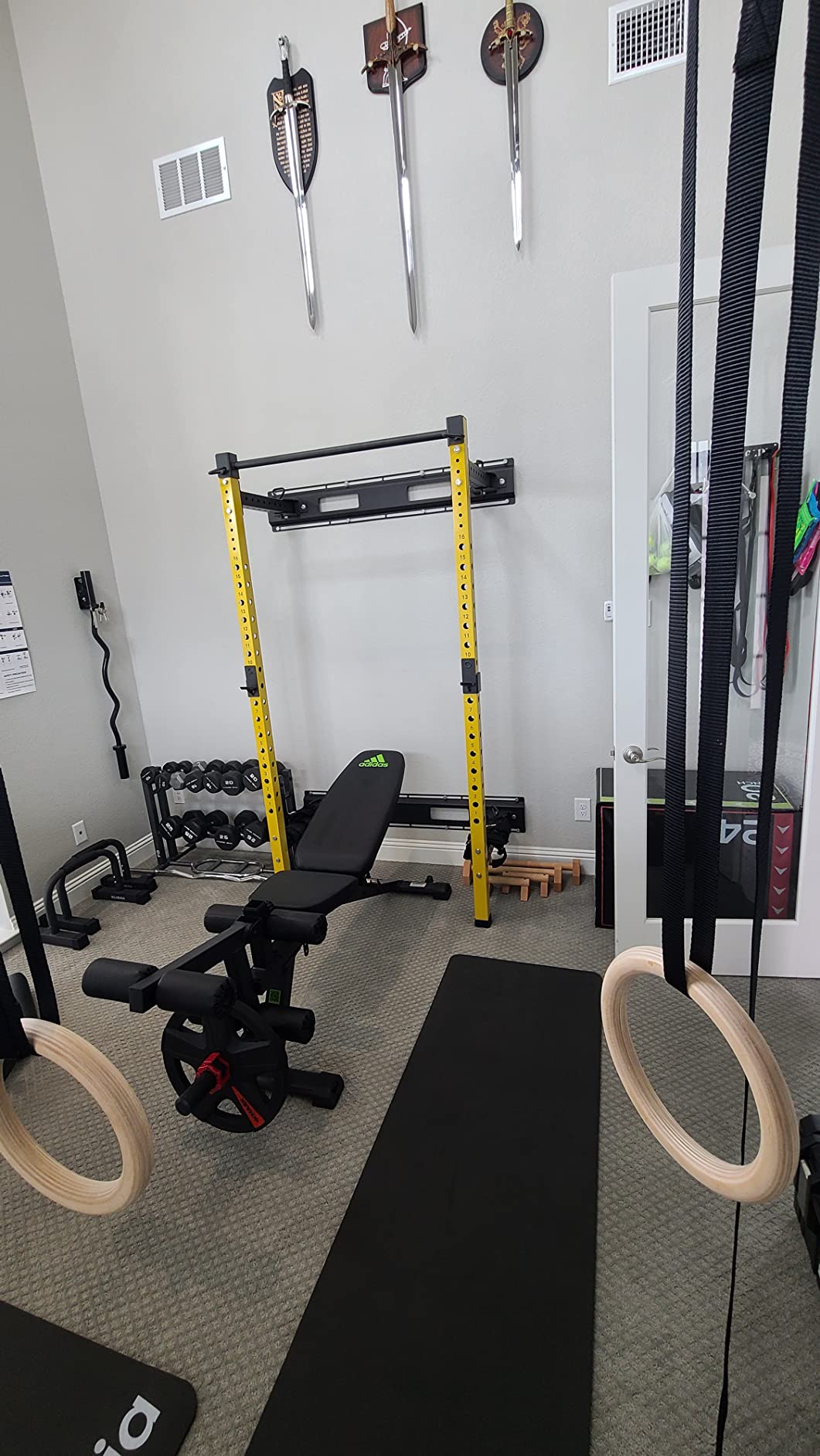 HulkFit Pro Series Wall Mounted Folding Squat Rack and Power Rack with Pull Up Bar & J Hooks for Home Gym, Strength Training Exercise Equipment customer photo 2