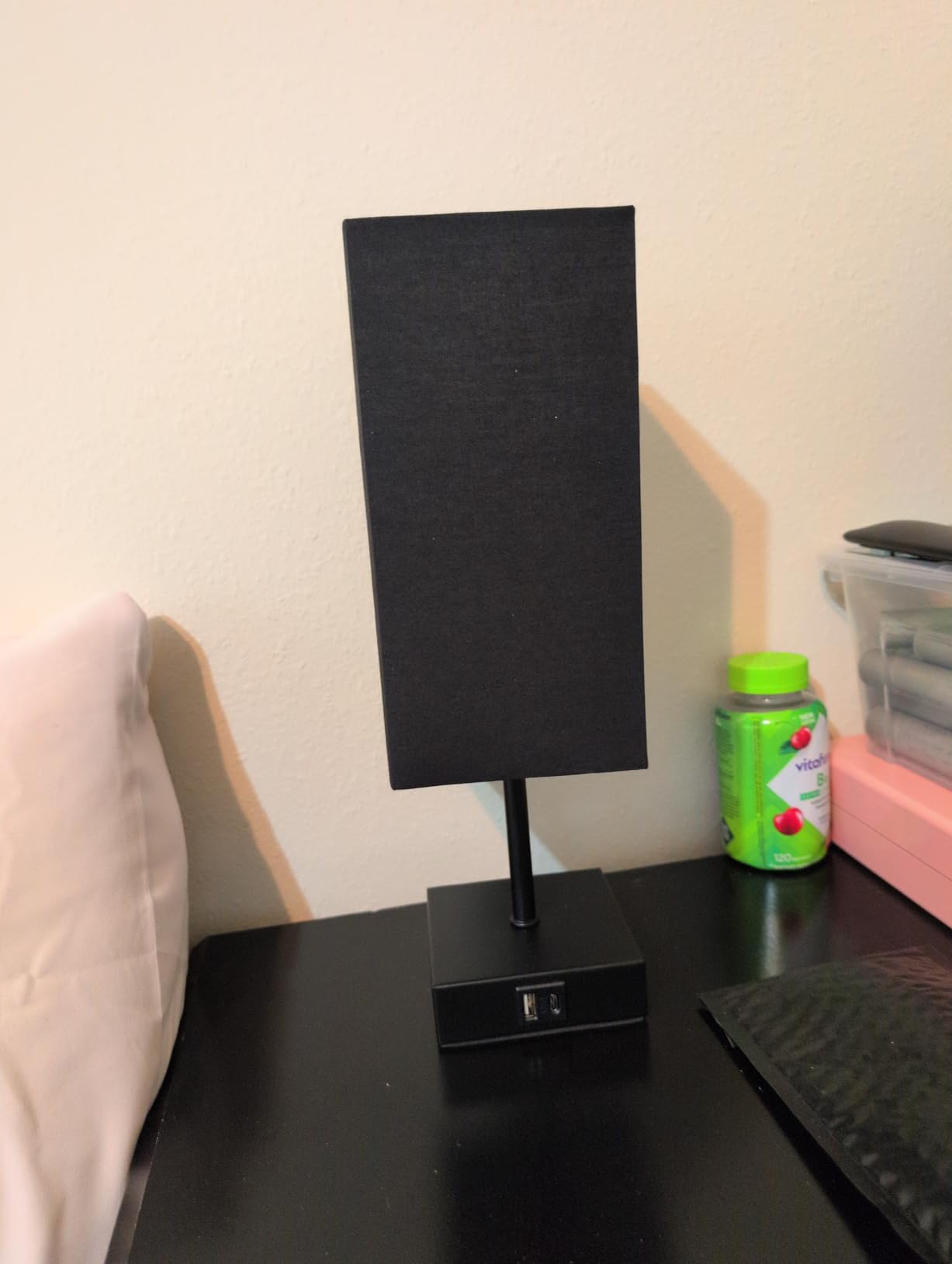 Bedside Table Lamp for Bedroom with 2 USB Ports, 14-Inch, Black customer photo 2