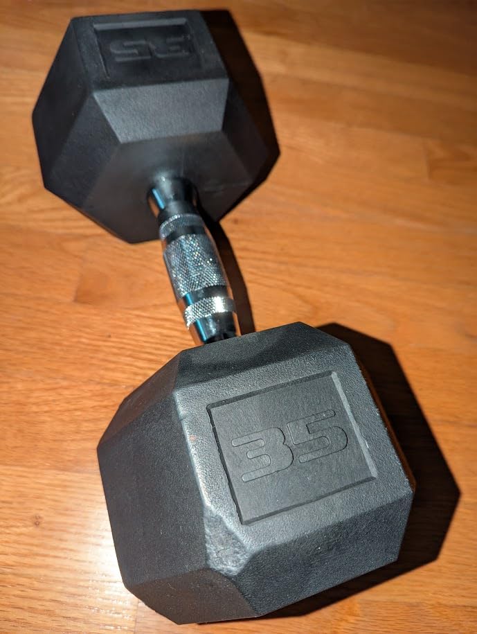 CAP Rubber Coated Dumbbell Weights, Free Weights for Home Gym Strength Training, Anti-Roll Hex Dumbbells with Black, Chrome & Comfort Grip Handles, Singles customer photo 1