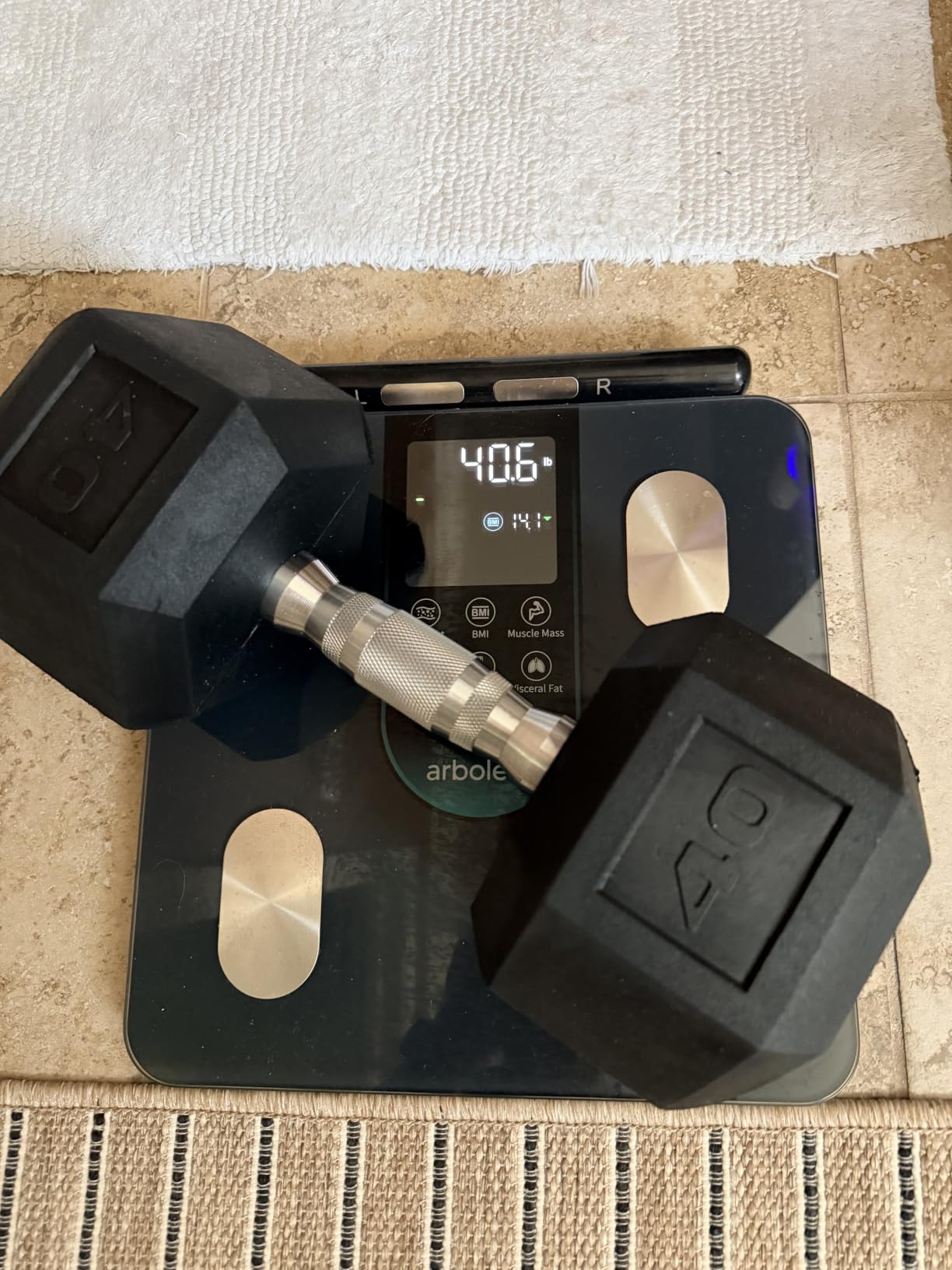 CAP Rubber Coated Dumbbell Weights, Free Weights for Home Gym Strength Training, Anti-Roll Hex Dumbbells with Black, Chrome & Comfort Grip Handles, Singles customer photo 2