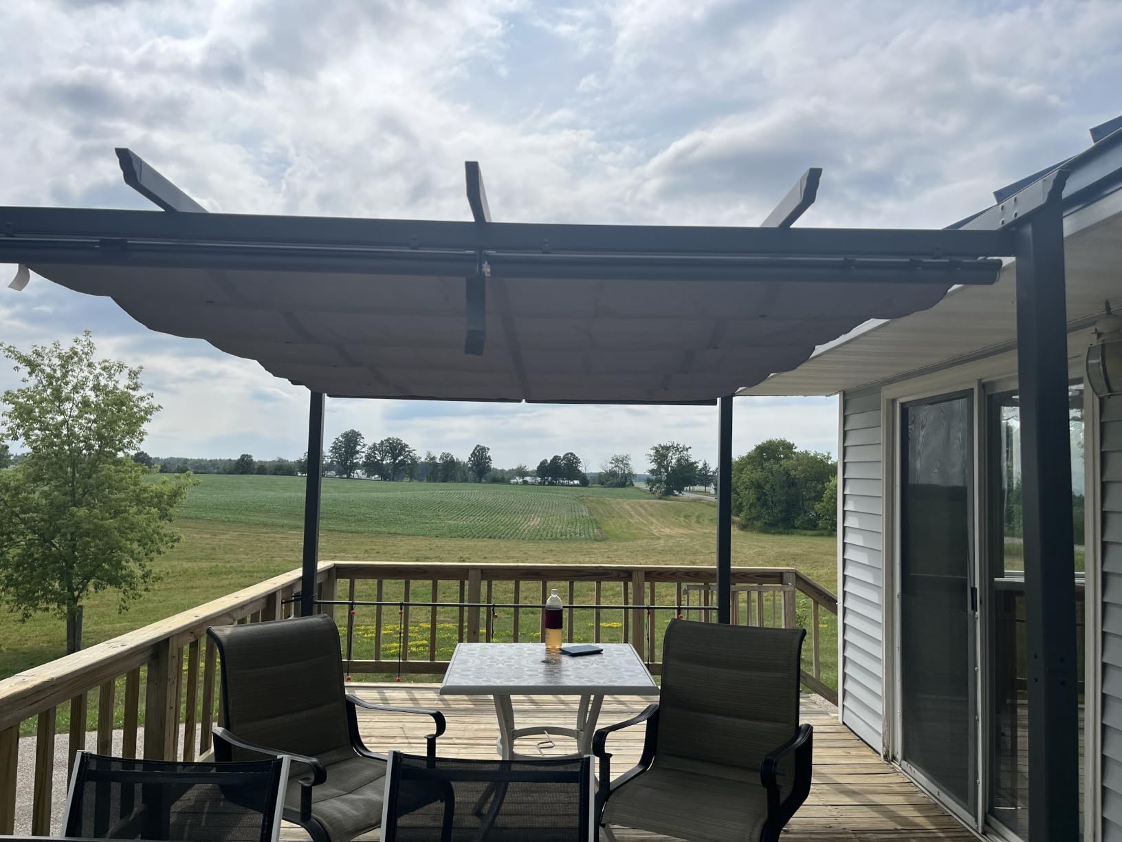 Aoodor 10 x 12 ft Outdoor Pergola with Retractable Shade Canopy, Matte Aluminum Frame, 4 Roller Shade Curtains, Grape Trellis for Patio, Backyard, Garden, and Deck, Brown customer photo 1