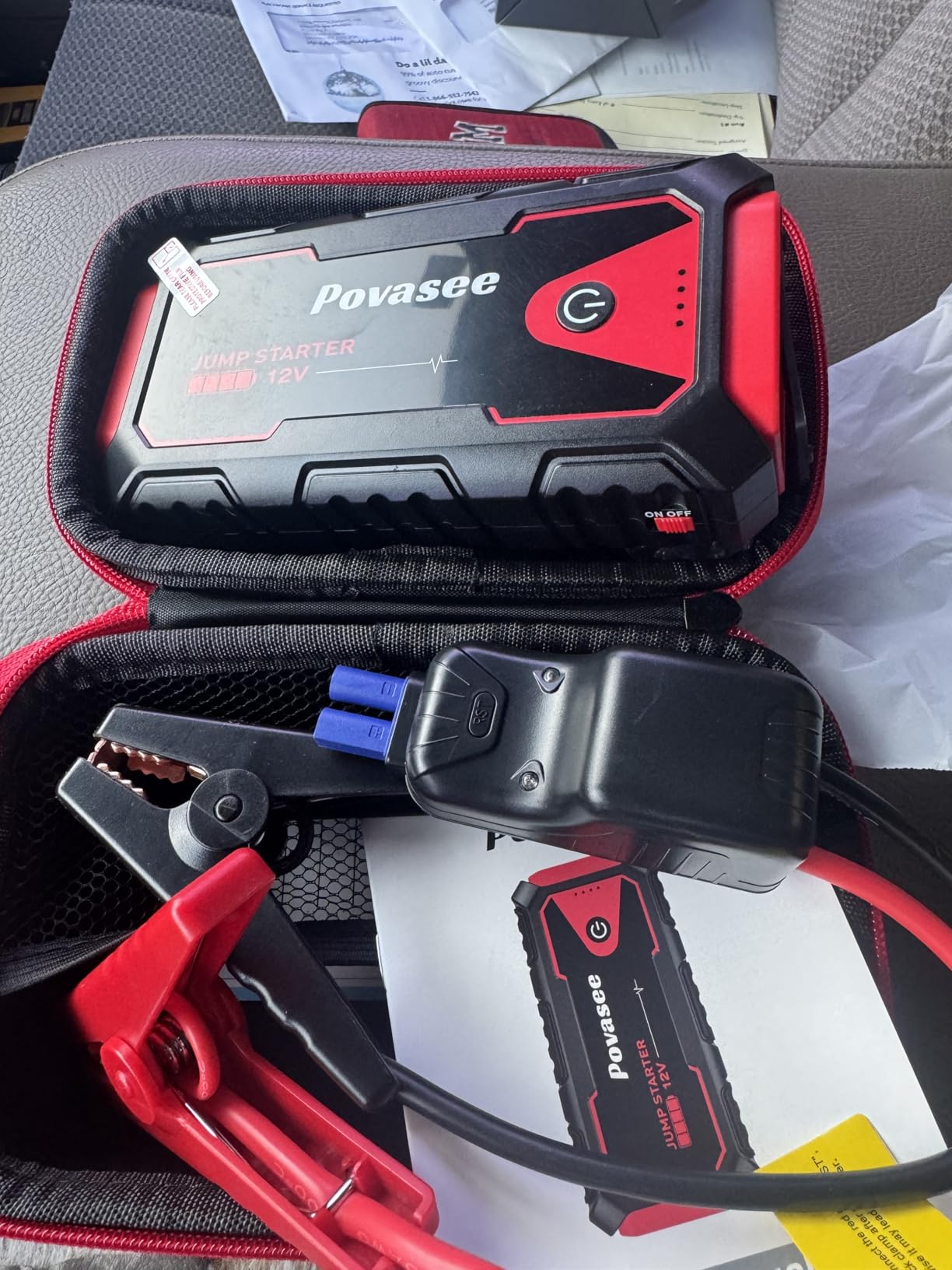 Povasee Jump Starter 5000A Car Jumper Starter, Model A30 12V Jump Box for Car Battery up to 10L Gas or 8L Diesel Engine Battery Jumper Starter Portable with Power Bank/Dual Output/LED Light customer photo 2