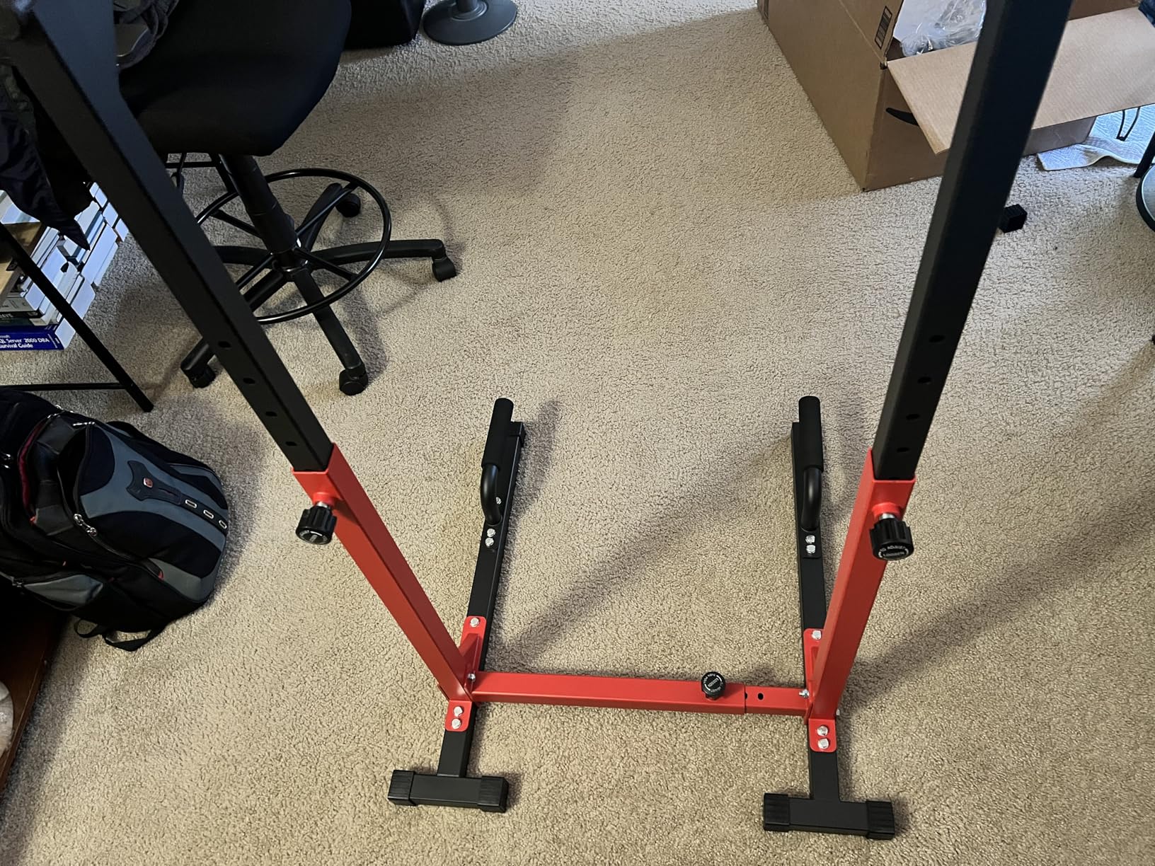 SELEWARE Adjustable Dip Bar Station, Home Gym Dip Stand | T Base with Rubber Feet, Anti Slip Design, Push Up Handles, Adjustable Width & Height, Supports Dips L Sits, 1000lbs Capacity customer photo 2