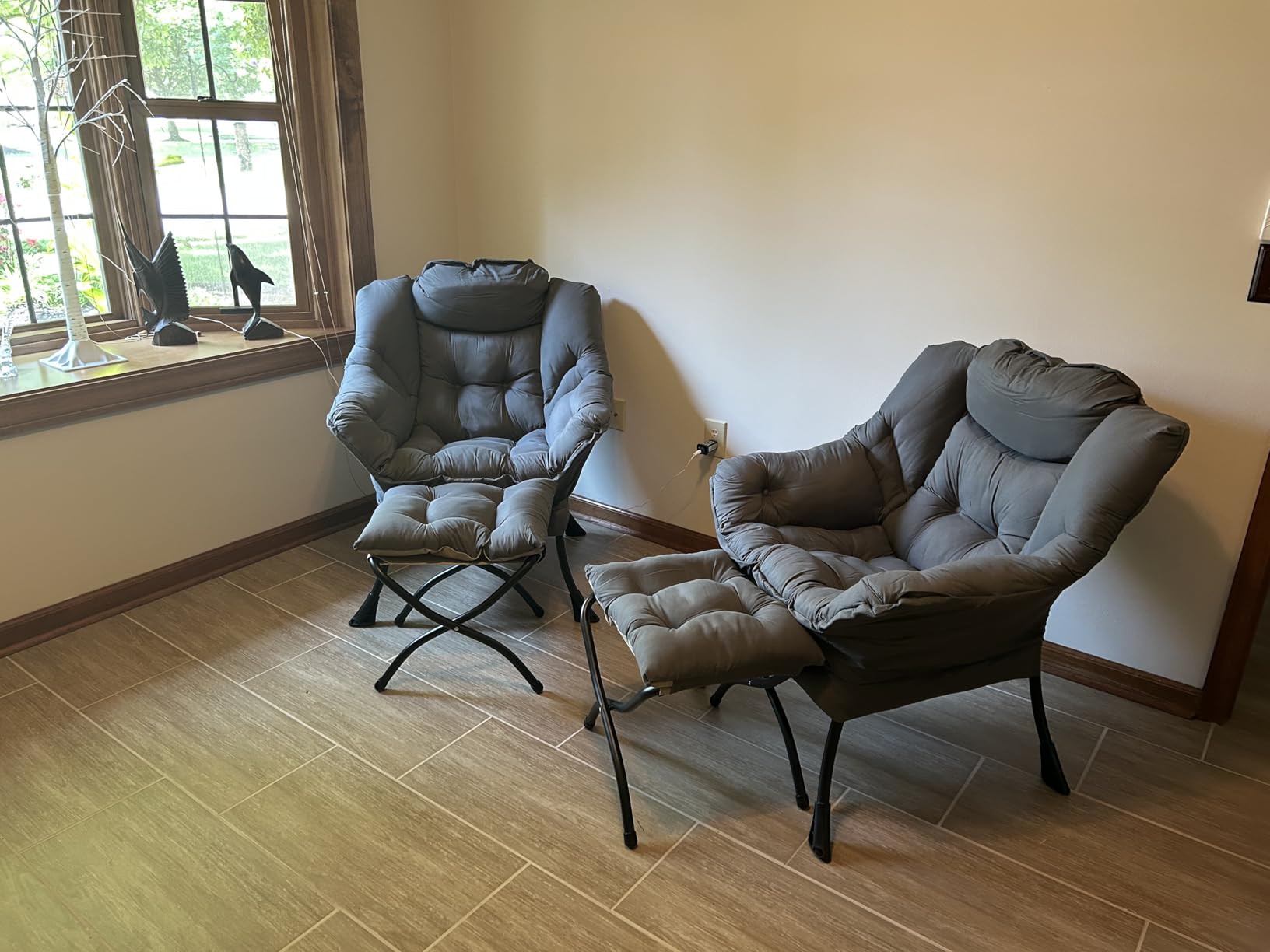 Tiita Lazy Chair with Ottoman, Comfy Reading Accent Chair, Dark Grey customer photo 2