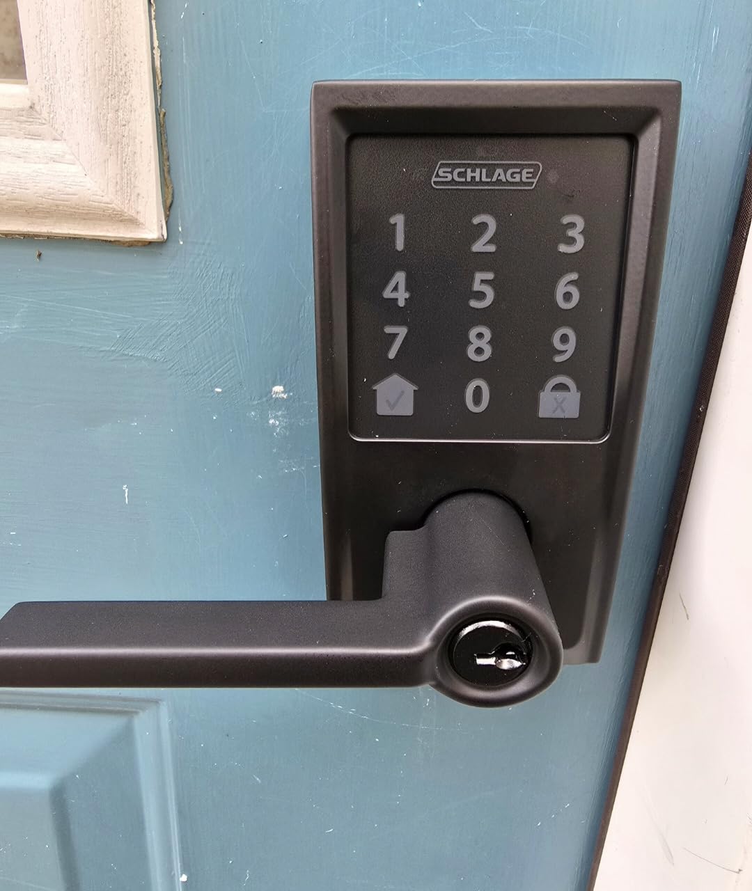Schlage Encode Smart WiFi Lock, Lever Handle, Century Trim, Matte Black | Keyless door lock with handle, Touchscreen keypad, App control, Alexa, Google, Ring & Airbnb compatible, Certified security customer photo 2