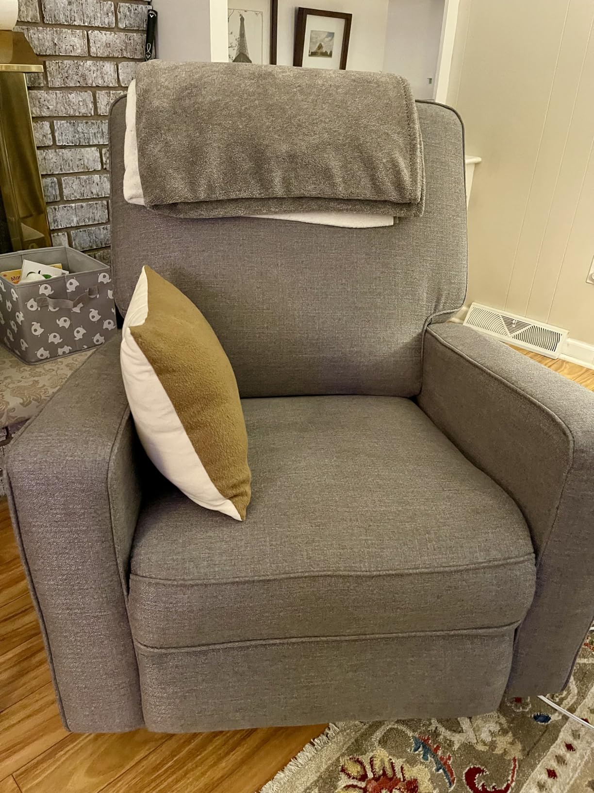 Harkawon Swivel Rocker Recliner Chair, Glider Rocker Recliner, Beige | Fabric Chair with High Back, Deep Seat, for Living Room, Bedroom, Nursery, Office customer photo 1