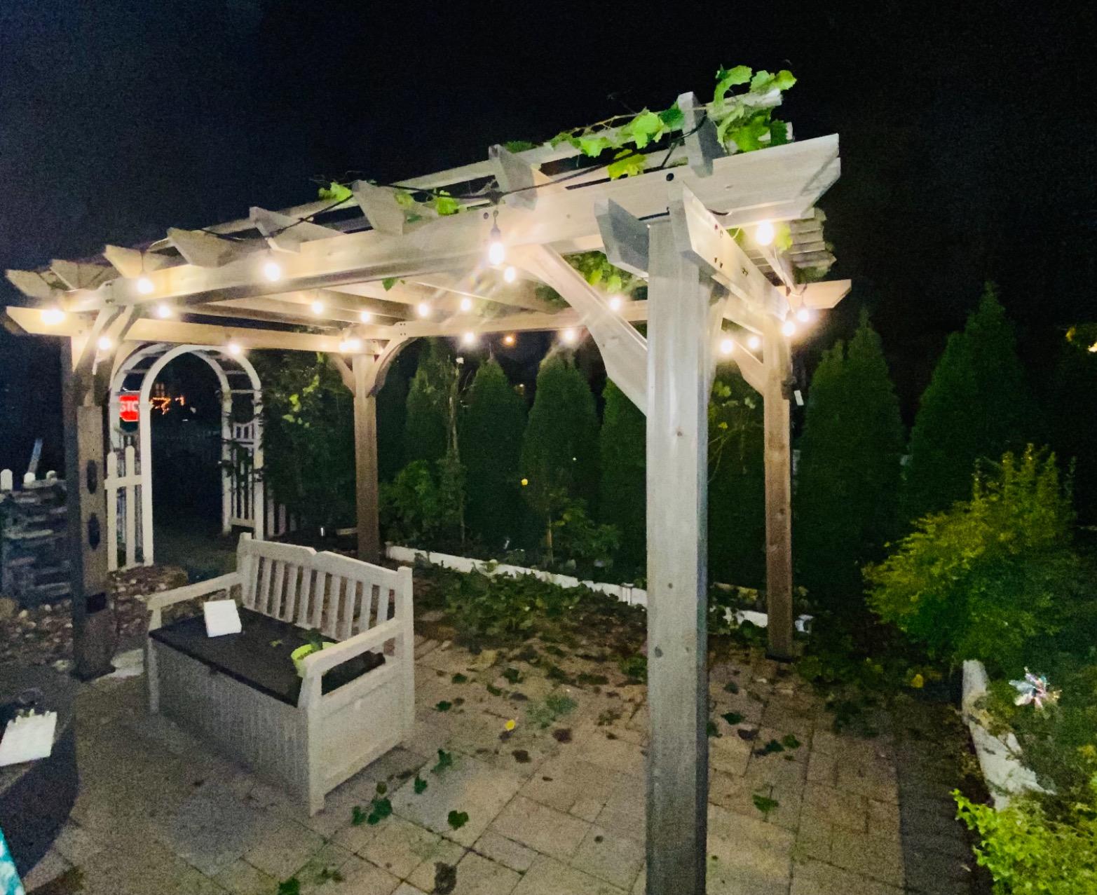 Backyard Discovery Ashland 14' x 10' Cedar Wood Pergola Kit with Trellis Roof, Built-In Bar Top, All-Season Durability, High-Wind Rating, PowerPort, Shade for Outdoor Patio, Deck, Garden, Entertaining customer photo 1