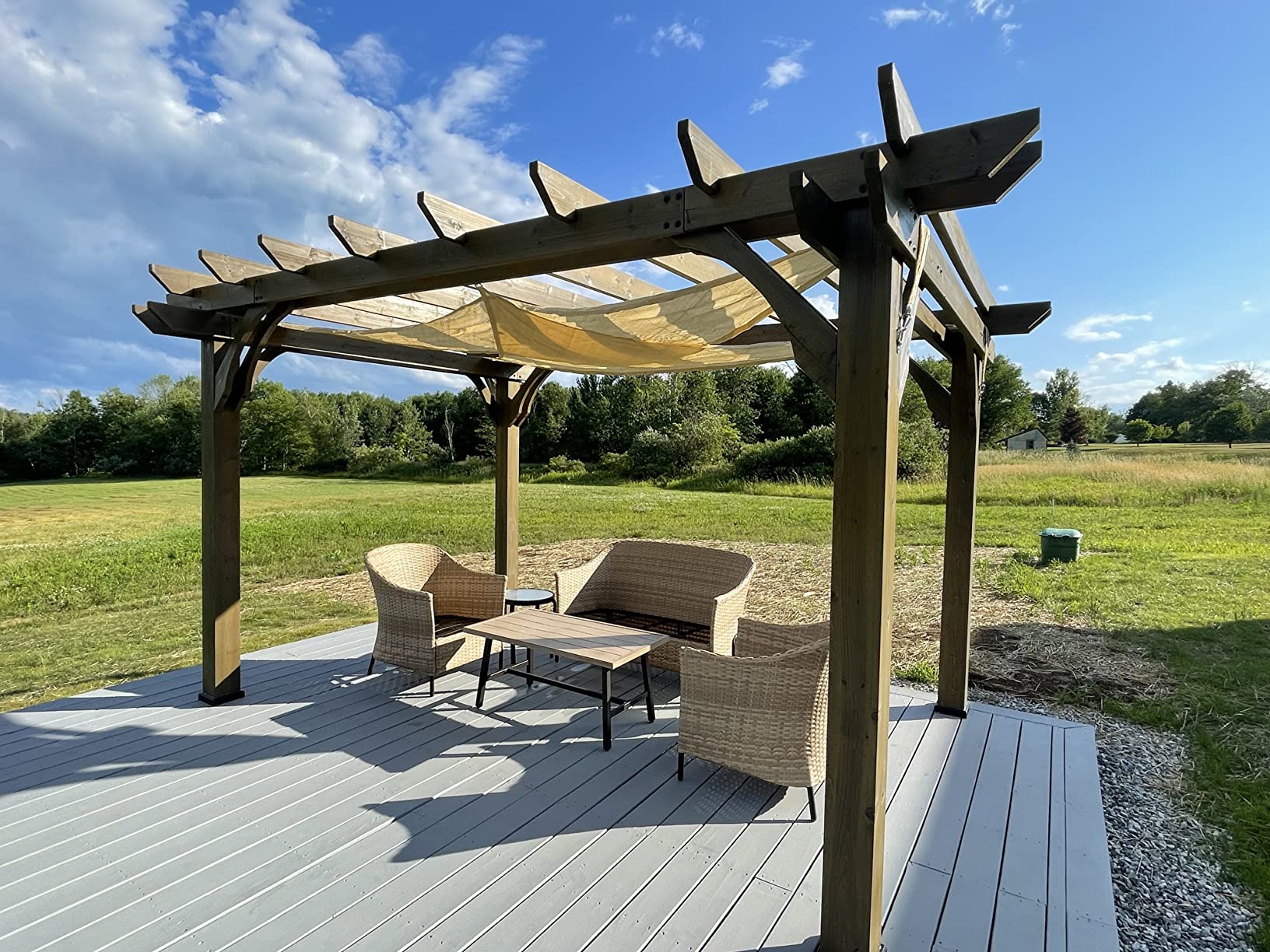Backyard Discovery Ashland 14' x 10' Cedar Wood Pergola Kit with Trellis Roof, Built-In Bar Top, All-Season Durability, High-Wind Rating, PowerPort, Shade for Outdoor Patio, Deck, Garden, Entertaining customer photo 2