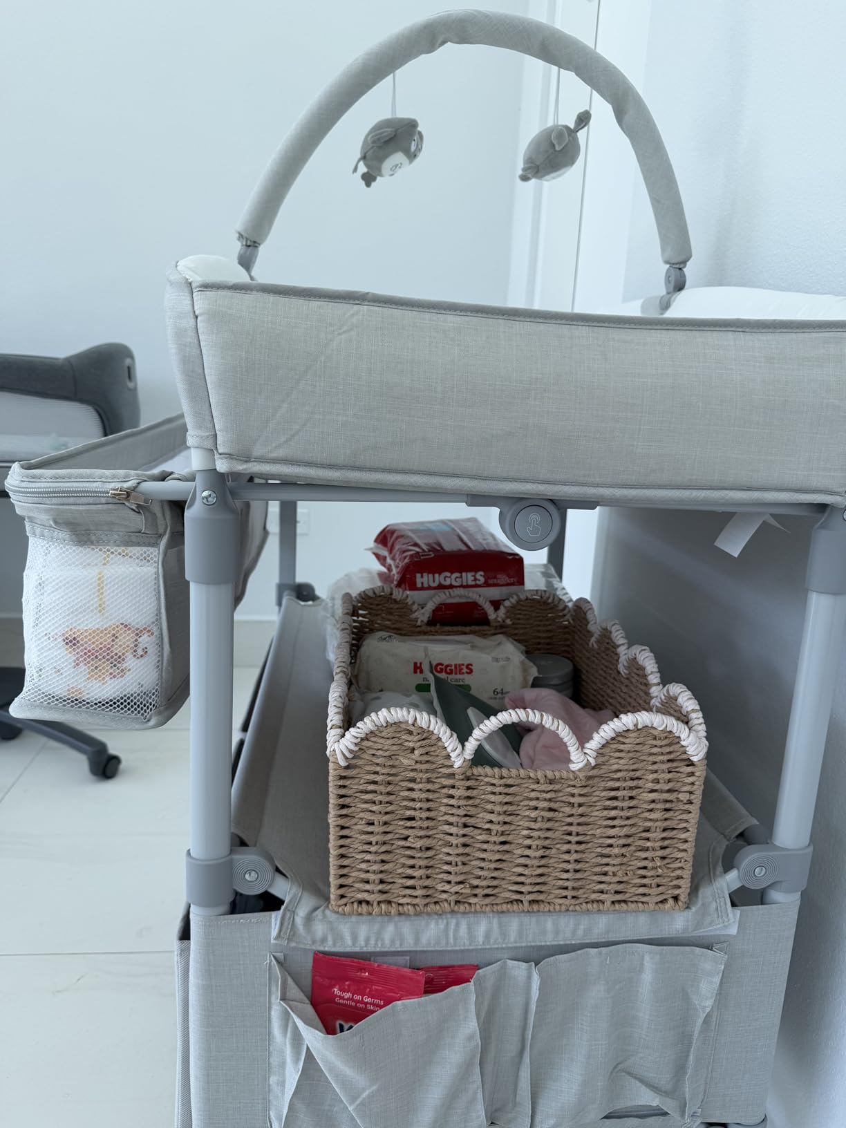 BabyBond Portable Baby Changing Table with 2 Storage Baskets, Foldable Changing Table Dresser Diaper Changing Table Height Adjustable Changing Station for Infant and Newborn(Beige) customer photo 1