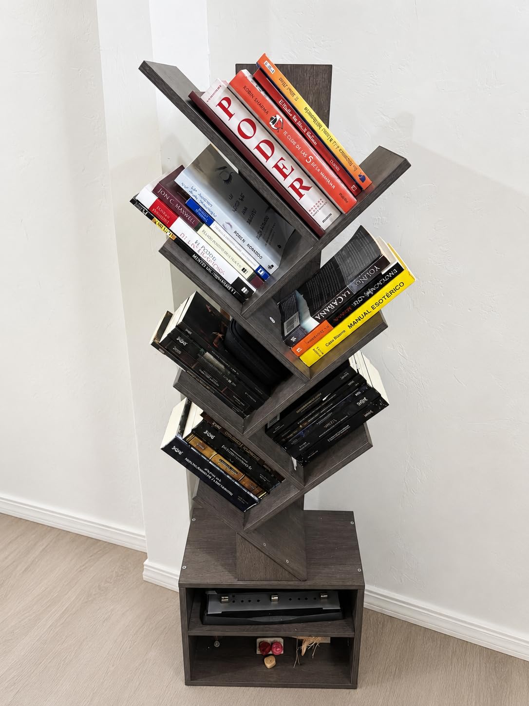 SUNMORY 6 Tier Tree Bookshelf, Tall Small Bookcase with Storage Cabinet customer photo 2