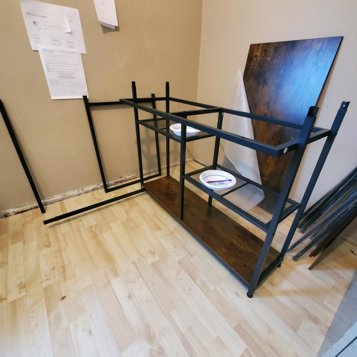 SEDETA L Shaped Computer Desk with Storage Shelves, Bookshelf, Rustic Brown | 58'' Reversible Office Desk with LED Light, Glass Door Cubby, L Shaped Corner Desk for Gaming, Two Monitors, Small Space customer photo 2
