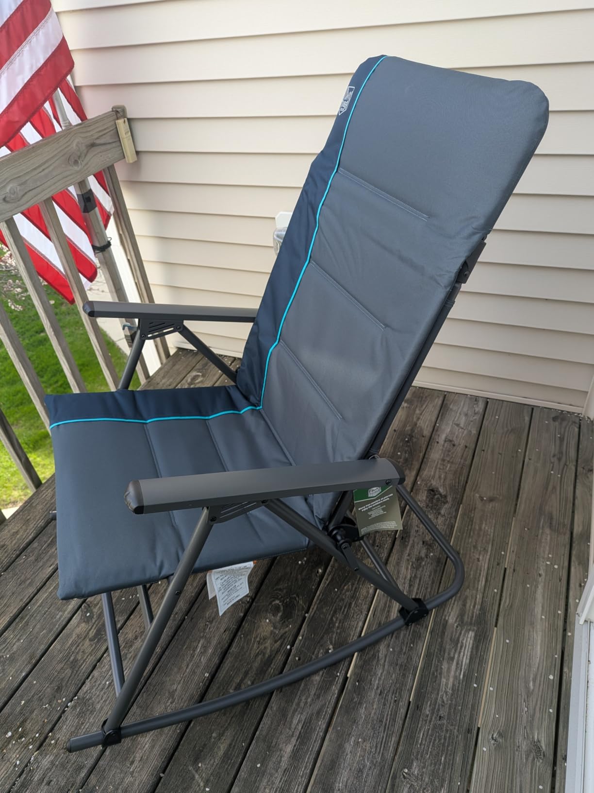 Timber Ridge Oversized Folding Rocking Camping Chair, Padded Outdoor Rocker with High Back, Portable Outdoor Chair for Patio, Garden, Lawn, Supports up to 400 lbs, Blue customer photo 1