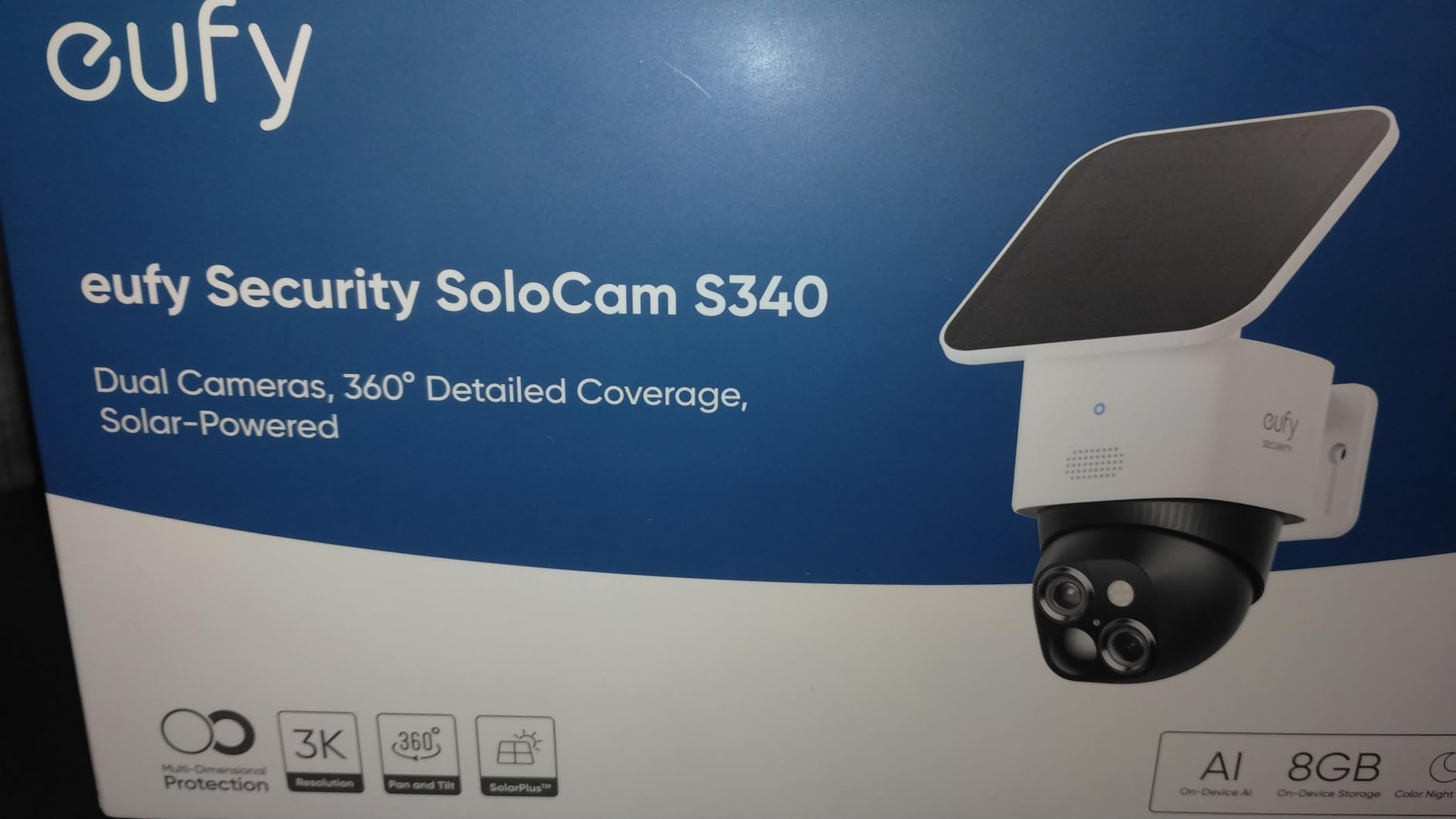 eufy Security 3K Dual Camera, SoloCam S340, Solar Security Cameras, 360° Coverage, Pan & Tilt, No Monthly Fee customer photo 1