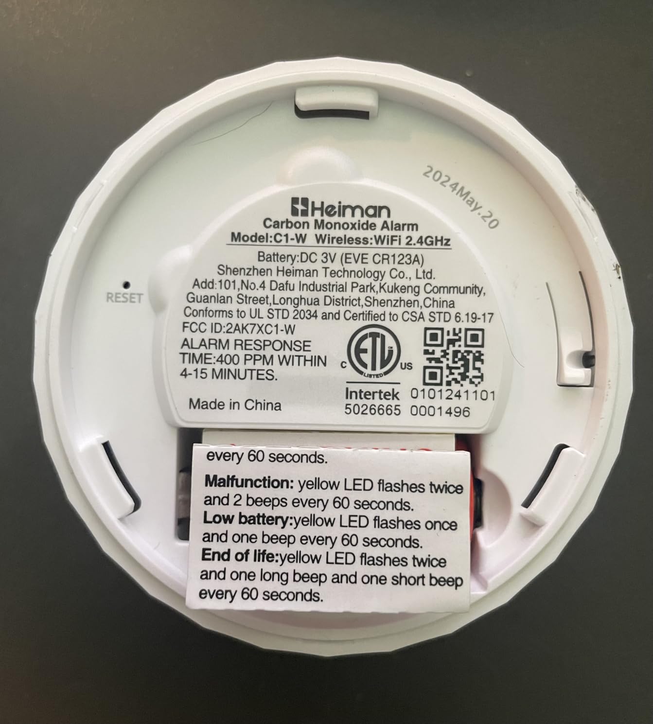 Heiman Smart Carbon Monoxide Detectors, Real-Time Notifications, 2.4 GHz Wi-Fi, UL 2034 5th Certified, CO Detector Battery Powered, 85 dB Alarm, Small CO Alarm for Home Hotel Rental Apartment/C1-W customer photo 2
