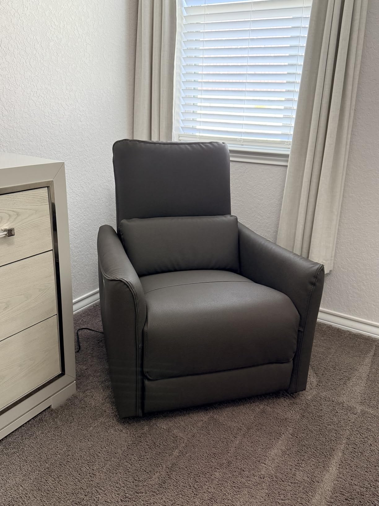 CHITA Power Recliner Chair Swivel Glider, FSC Certified Upholstered Living Room Nursery Reclining Sofa Chair with Lumbar Support, Linen customer photo 2