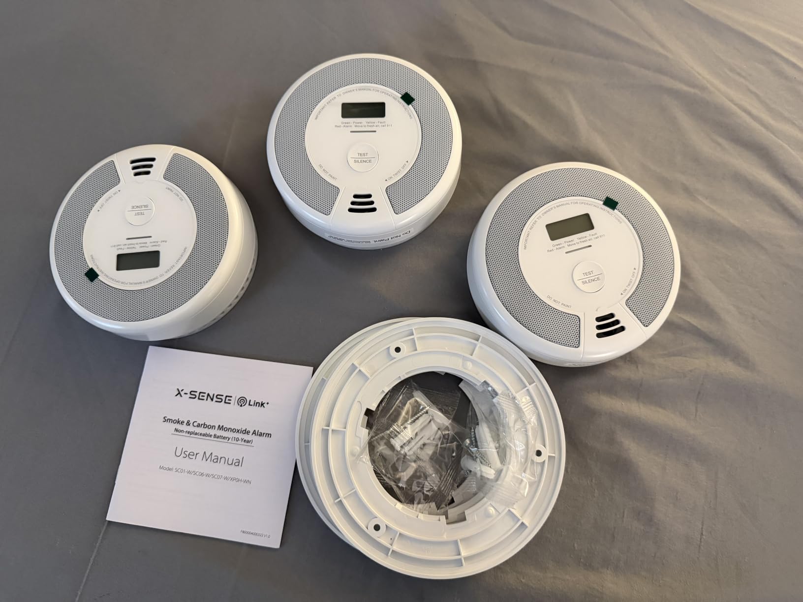X-Sense Wireless Combination Smoke and CO Detector, XP0H-WN, 3-Pack | 10-Year Sealed Battery, Interconnected Alerts, Large 5.7-inch Bracket, UL 217 & UL 2034 Certified customer photo 2