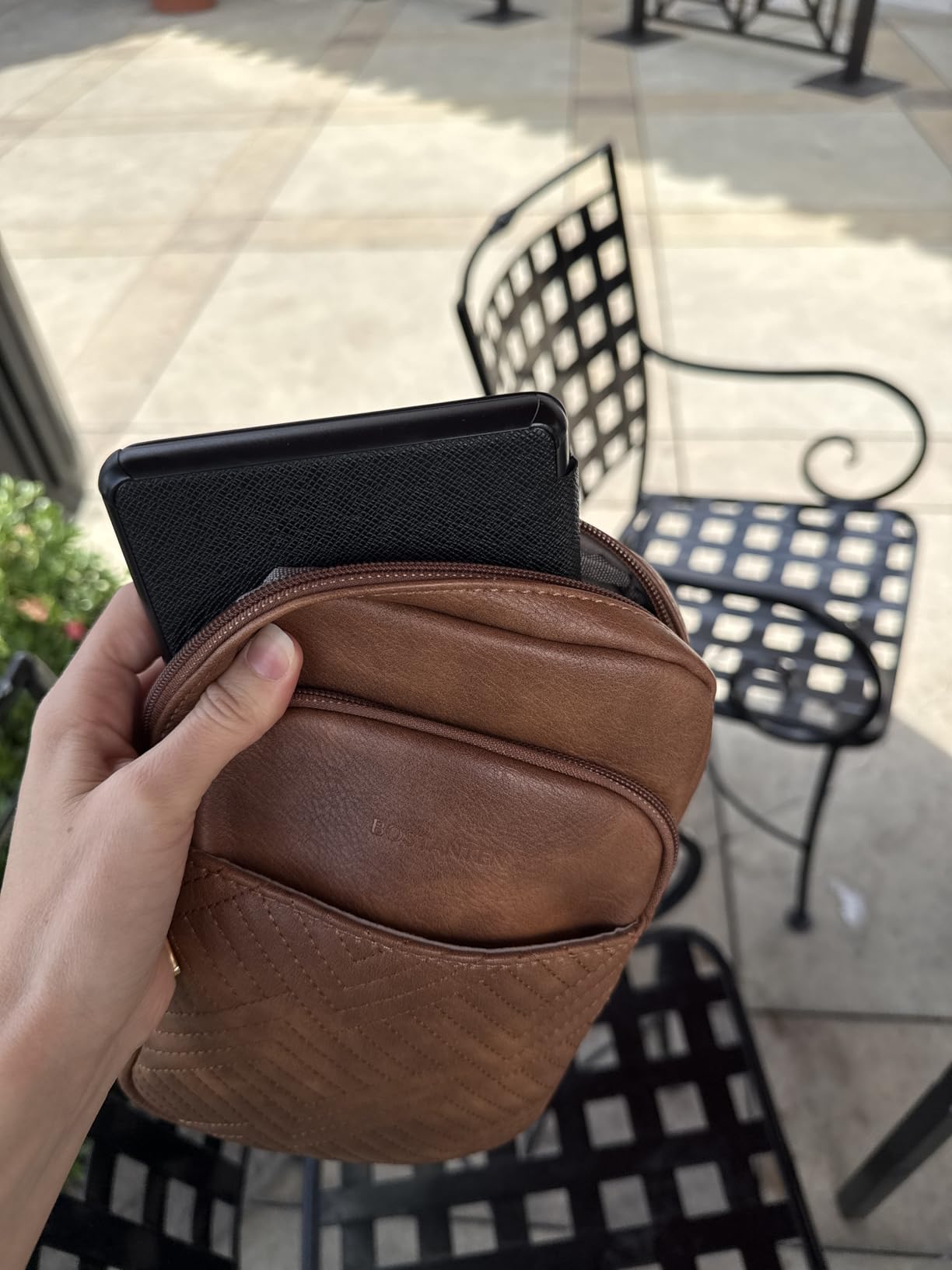 BOSTANTEN Sling Bag Quilted Crossbody Bags for Women Cross Body Purse Leather Fanny Pack with Adjustable Guitar Strap customer photo 2