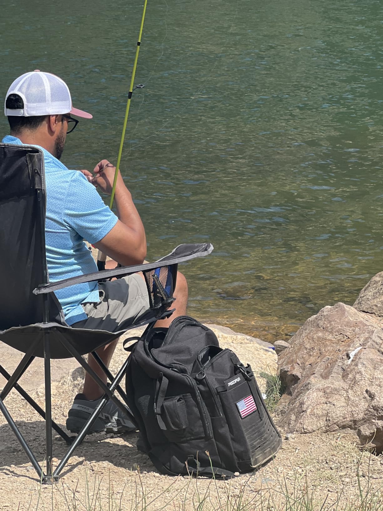 Piscifun Fishing Tackle Backpack with Rod & Gear Holder, Lightweight Outdoor Water-Resistant Fishing Shoulder Storage Bag with Protective Rain Cover, Khaki customer photo 2
