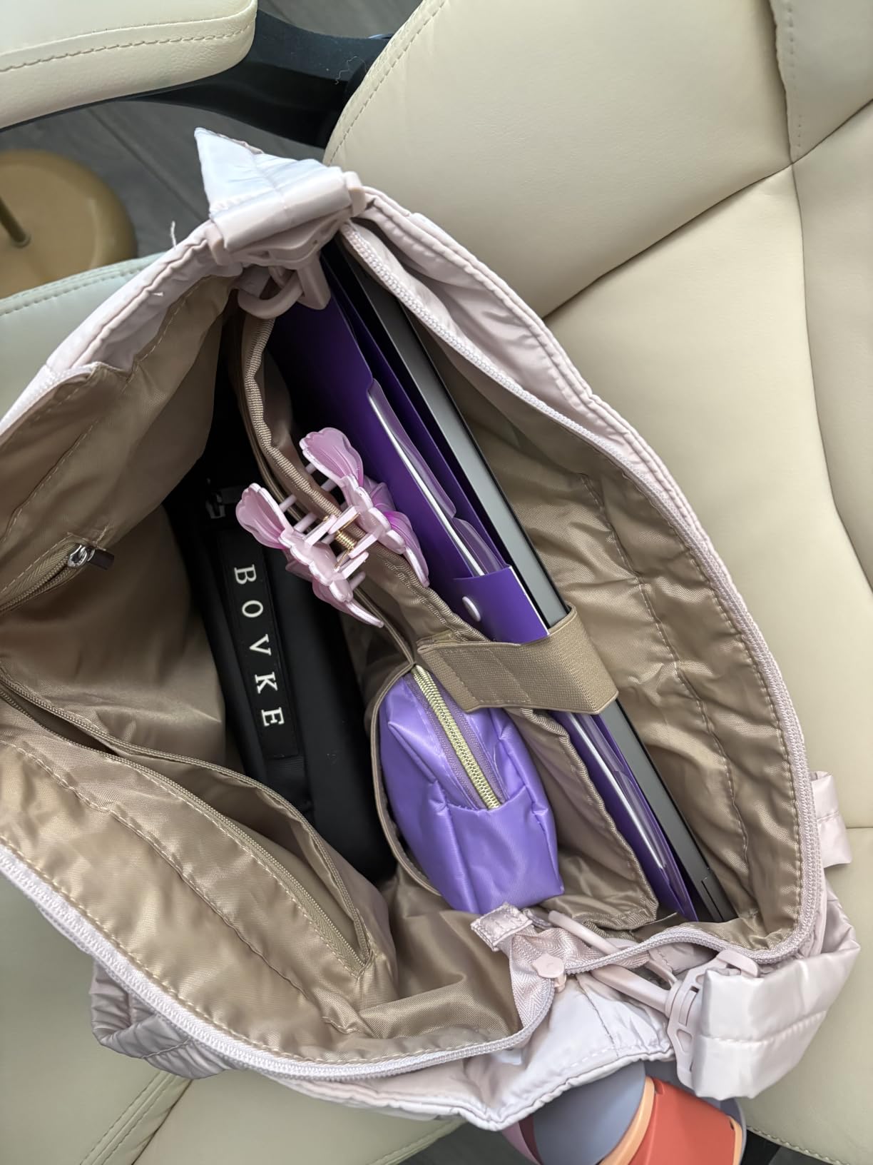 BAGSMART Tote Bag for Women, Lightweight Puffy Tote Bag with Compartments Shoulder Bag Handbag for Travel, Work, Gym | Lightweight customer photo 1