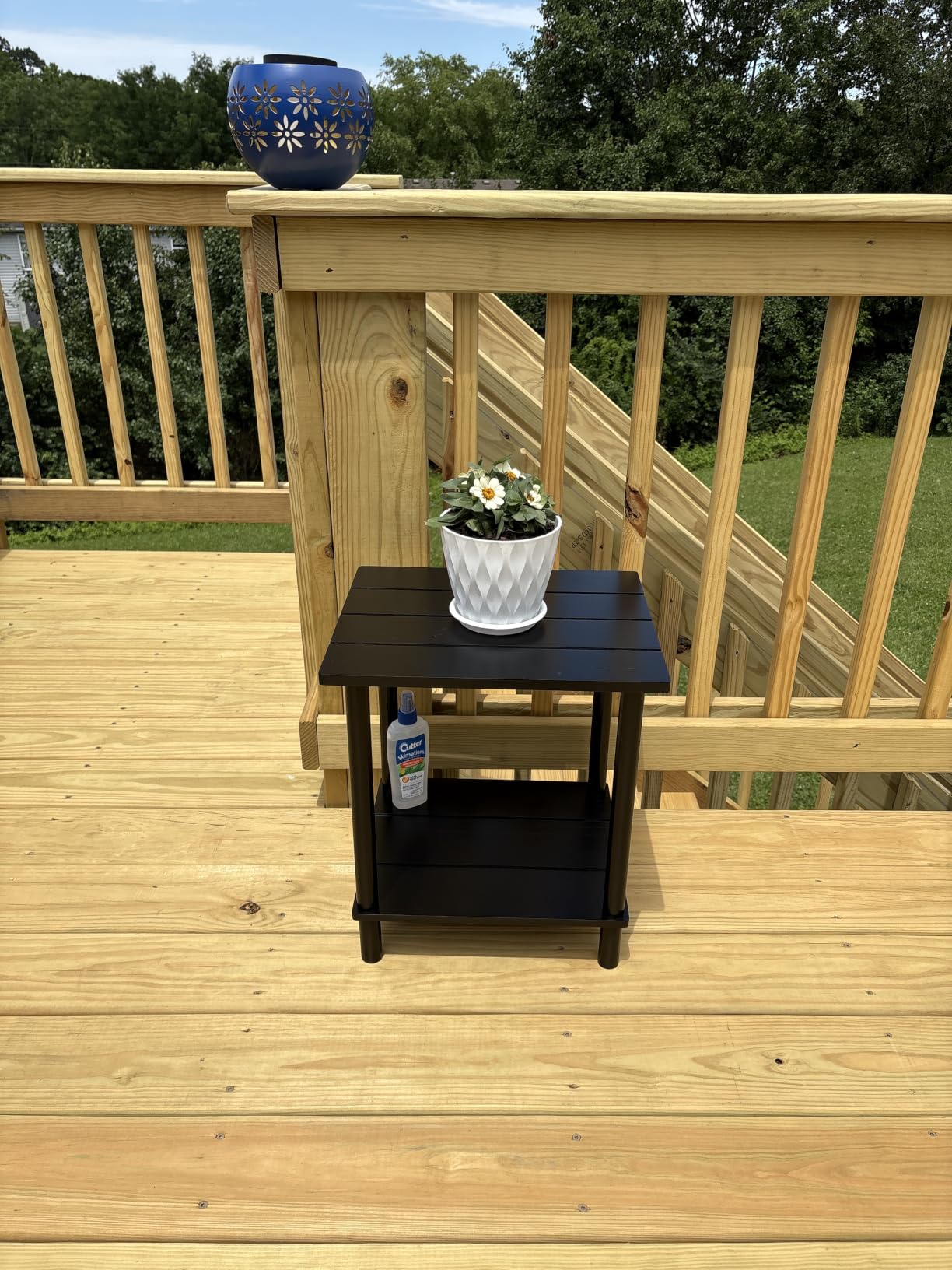 Outdoor Side Table with 2-Tier, Bamboo Small Patio Adirondack Tables customer photo 2