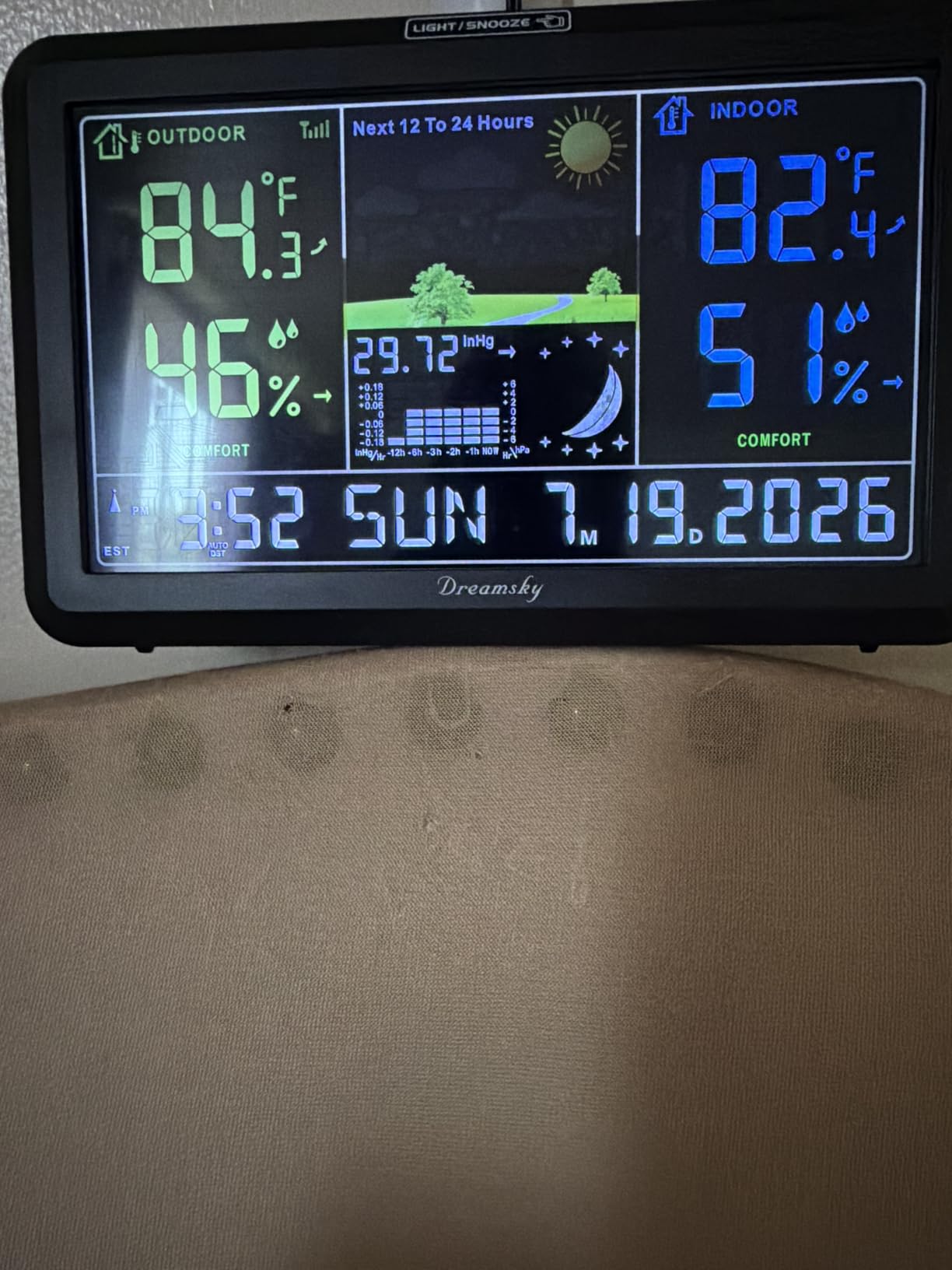 DreamSky Weather Station Indoor Outdoor Thermometer Wireless with Digital Atomic Clock for Home, Large Display with Dimmer, USB Port, Inside Outside Temperature Humidity Monitor (Plug-in) customer photo 1