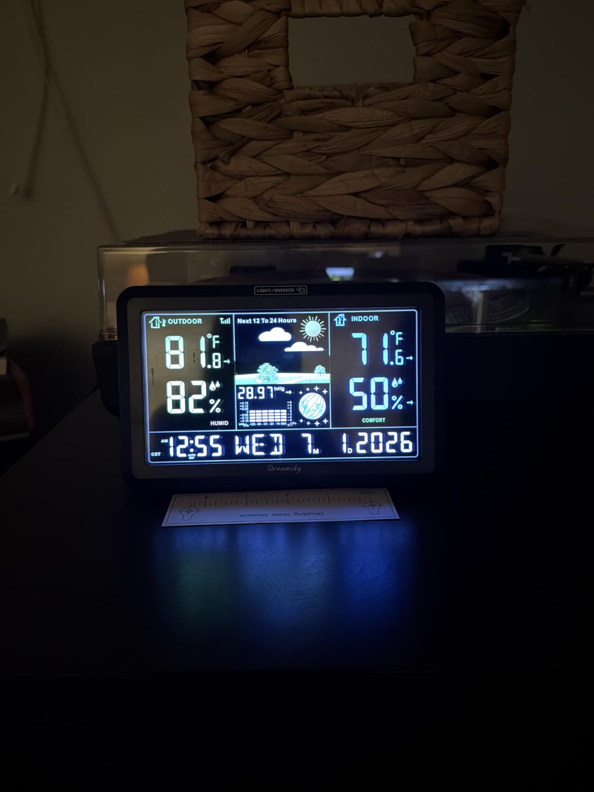 DreamSky Weather Station Indoor Outdoor Thermometer Wireless with Digital Atomic Clock for Home, Large Display with Dimmer, USB Port, Inside Outside Temperature Humidity Monitor (Plug-in) customer photo 2