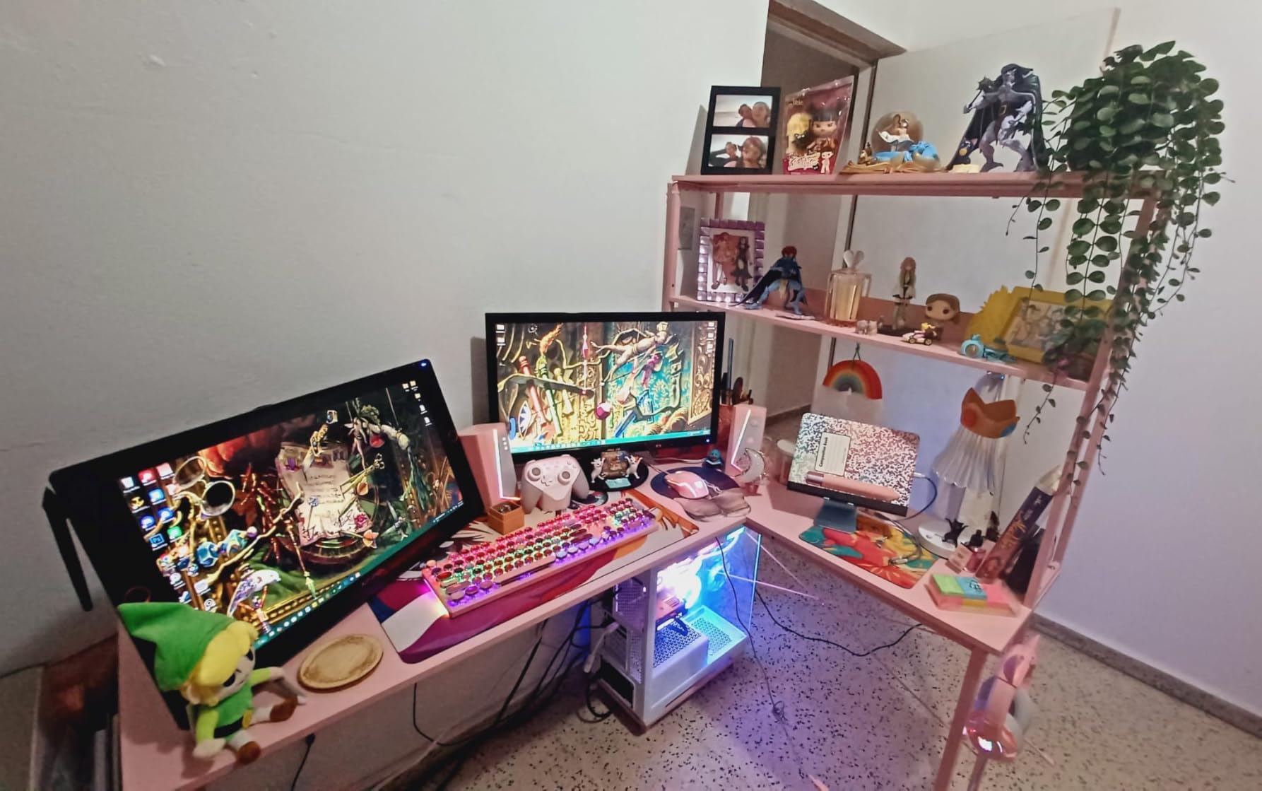 AODK L Shaped Desk Gaming Desk with LED Light & Power Outlet customer photo 1