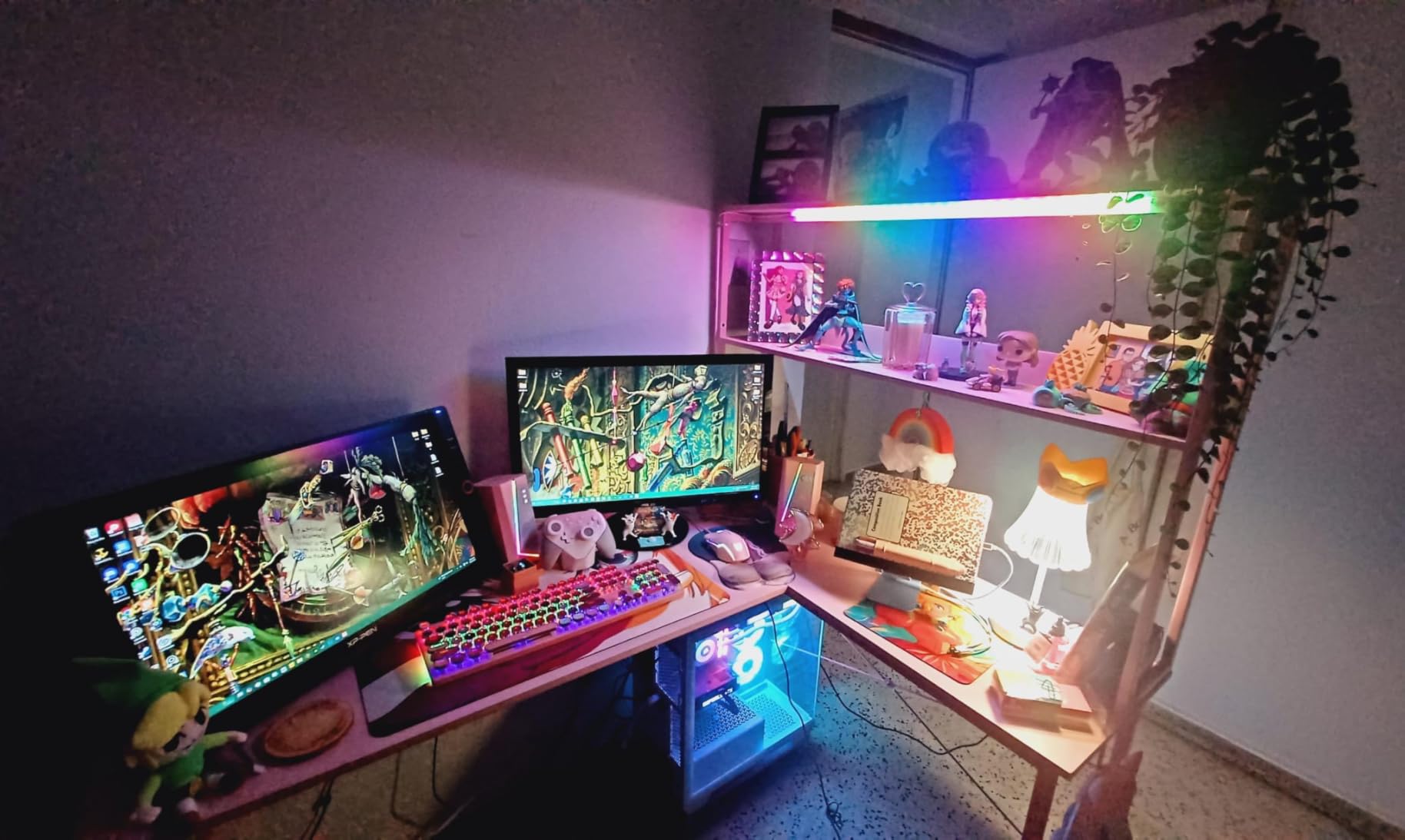 AODK L Shaped Desk Gaming Desk with LED Light & Power Outlet customer photo 2