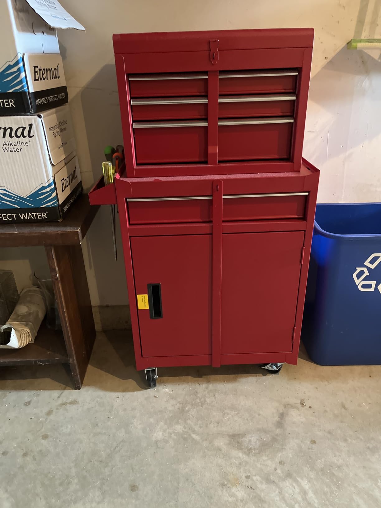 Winado 4-Drawer Rolling Tool Chest, 2-in-1 Large Storage Toolbox, Red | Detachable Top Cabinet, Lockable Wheels, Hooks, Metal Tool Organizer Box for Garage, Workshop, Warehouse & Repair Shop customer photo 1