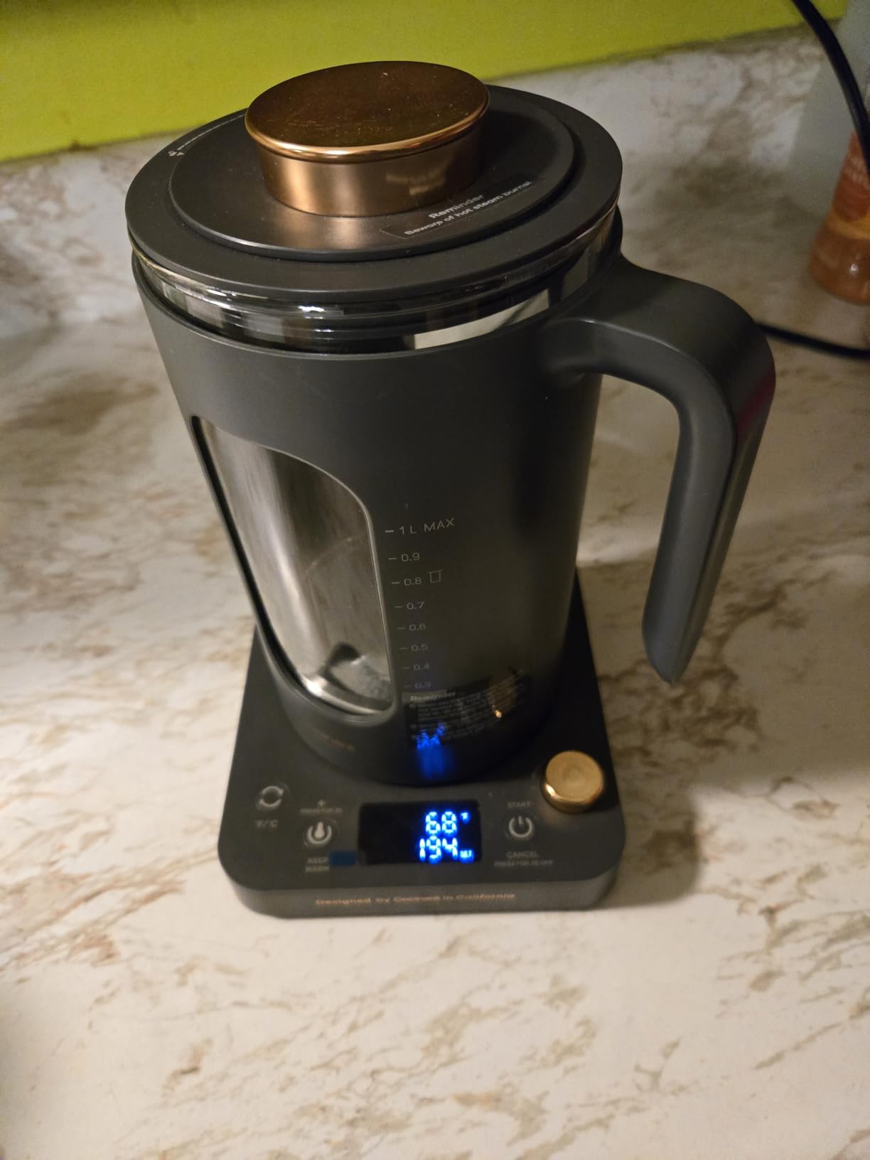 INTASTING Glass Electric Kettle with Tea Infuser and Precise Knob Temperature Control, 1200W, 1L customer photo 1