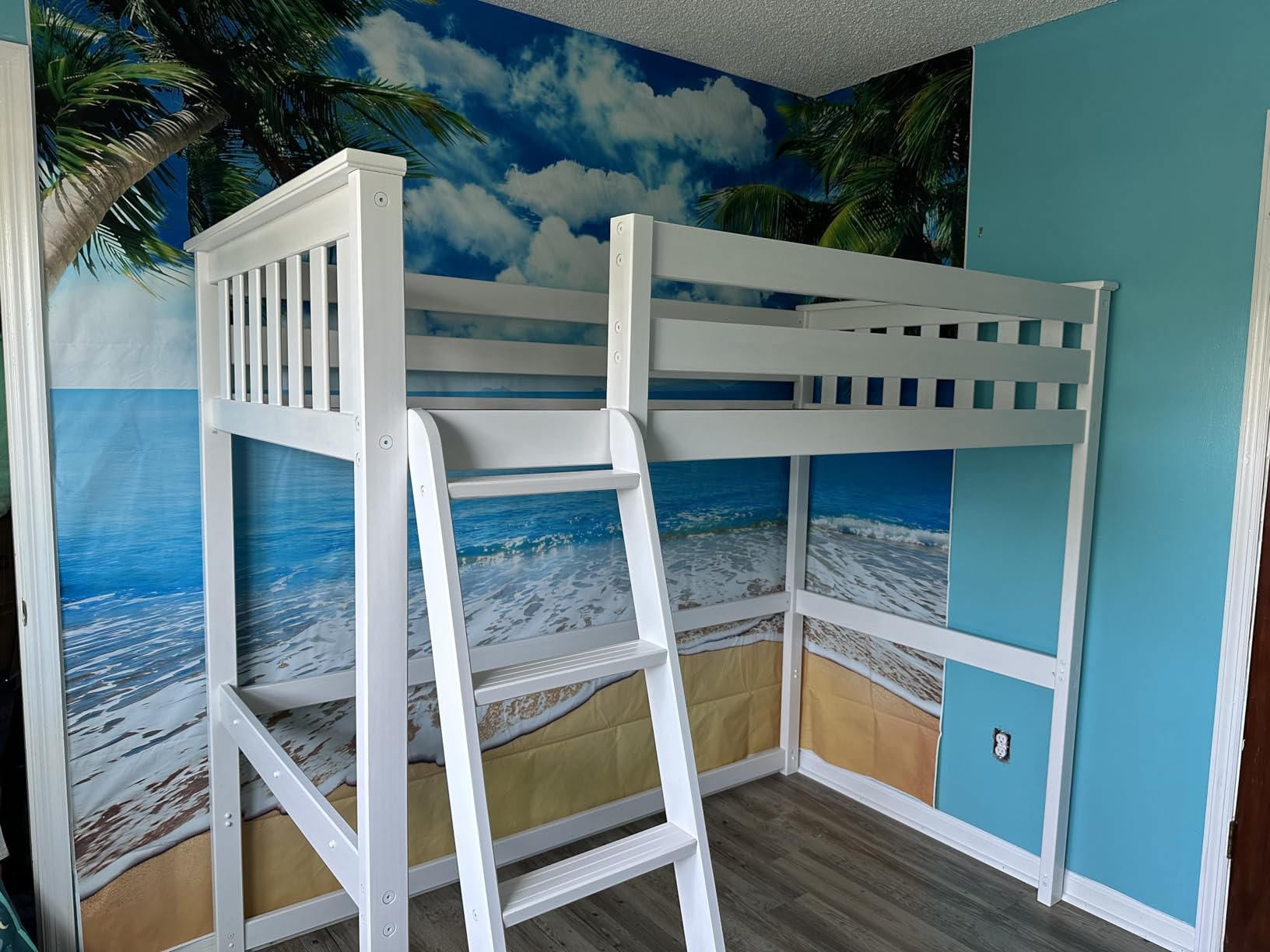 Max & Lily High Loft Bed, Twin Bed Frame for Kids, White customer photo 1