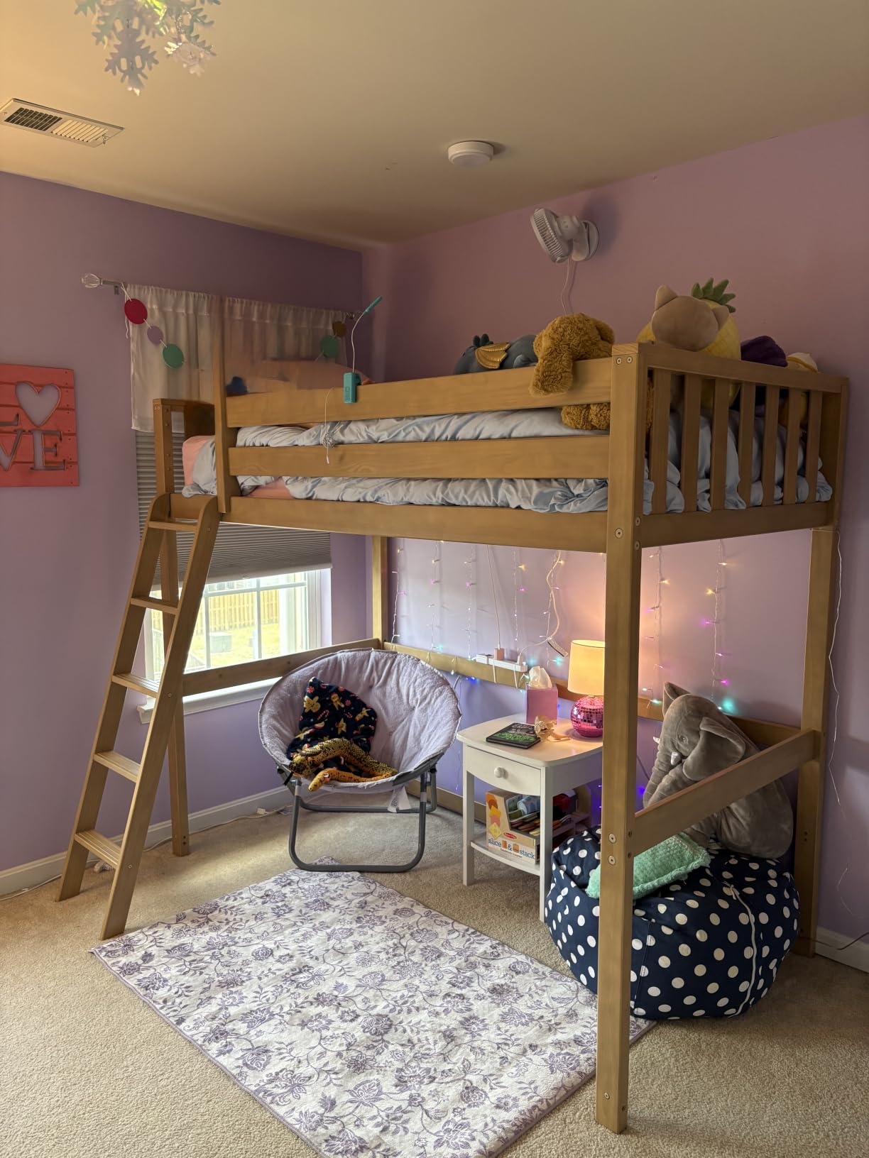 Max & Lily High Loft Bed, Twin Bed Frame for Kids, White customer photo 2
